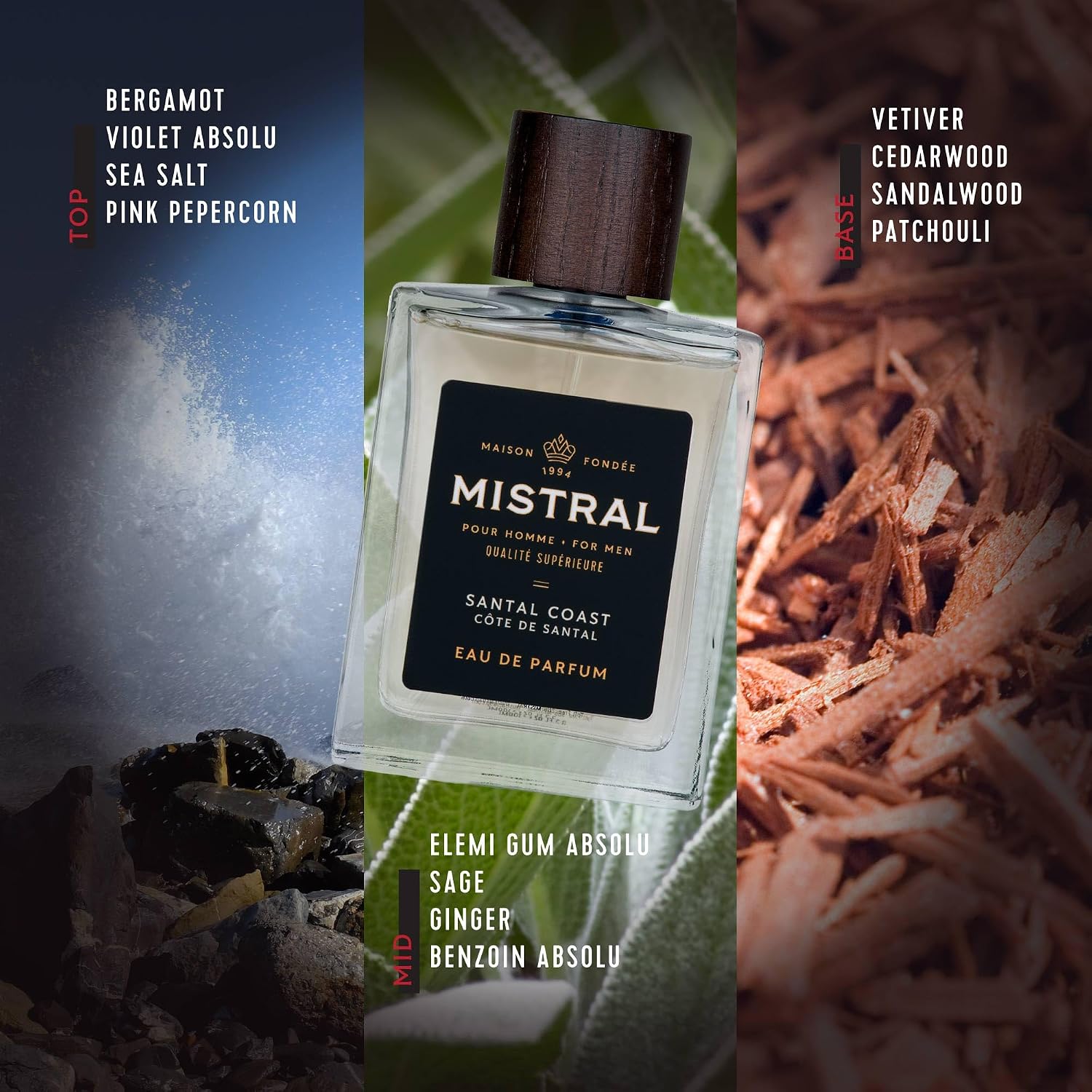 Mistral Bourbon Vanilla Eau de Parfum for Men, Men's Cologne, 3.4 Oz | Warm & Sweet Masculine Scent with Vanilla, Patchouli & Sandalwood, Cruelty-Free, Long-Lasting Perfume, Made in France