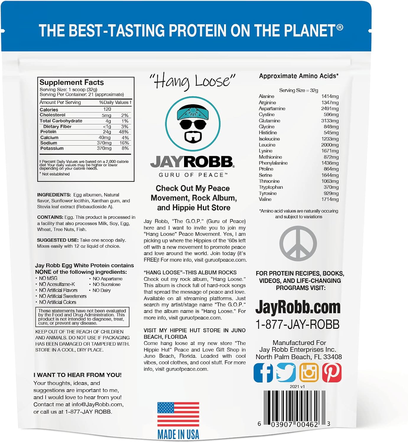 JAYROBB Vanilla Egg White Protein 24 oz, 1.5 Pound Bag