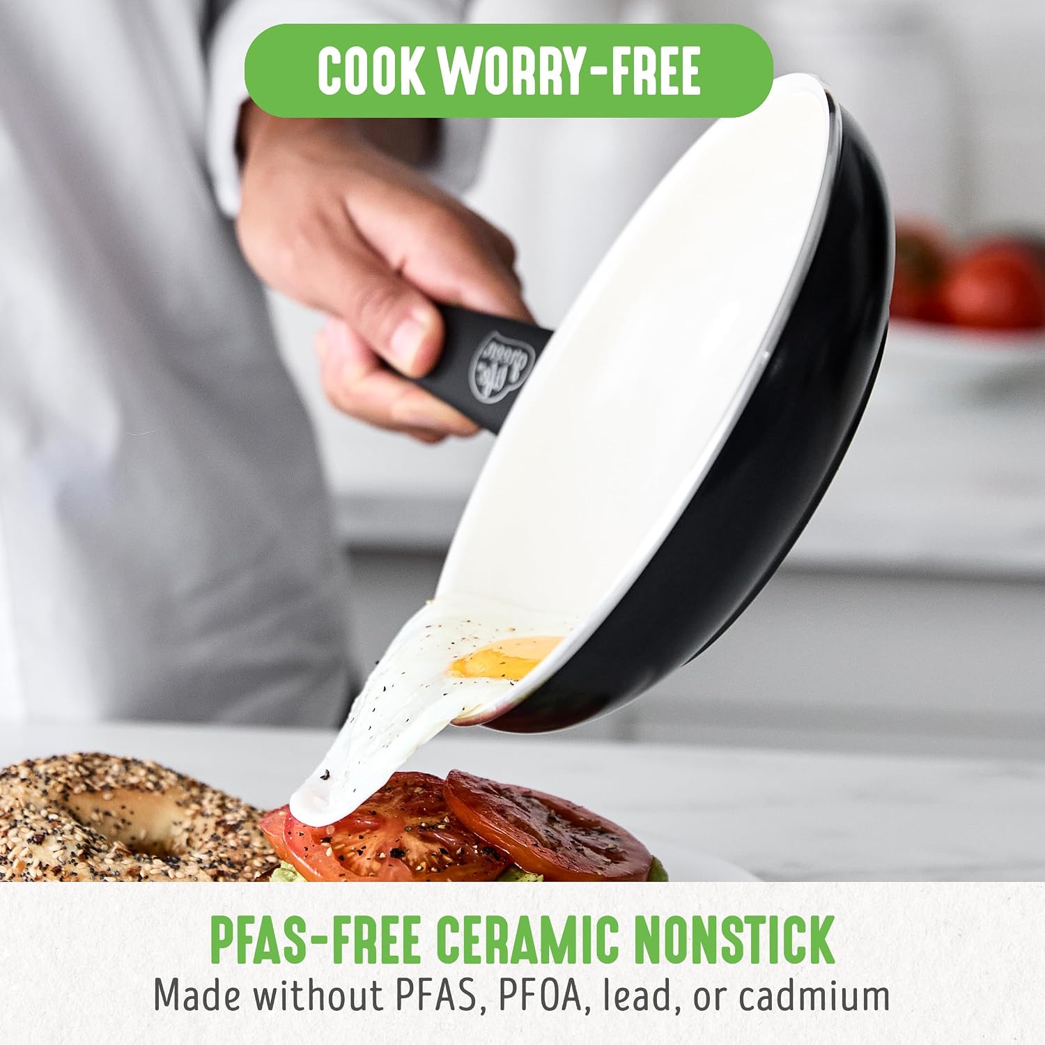 GreenLife 2 Piece (7” & 10”) Ceramic Nonstick Frying Pan Set, Turquoise | PFAS-Free Nonstick Coating, Family Skillet Set, Egg Pan, Omelet Pan, Stay-Cool Handles, Dishwasher & Oven Safe up to 350F