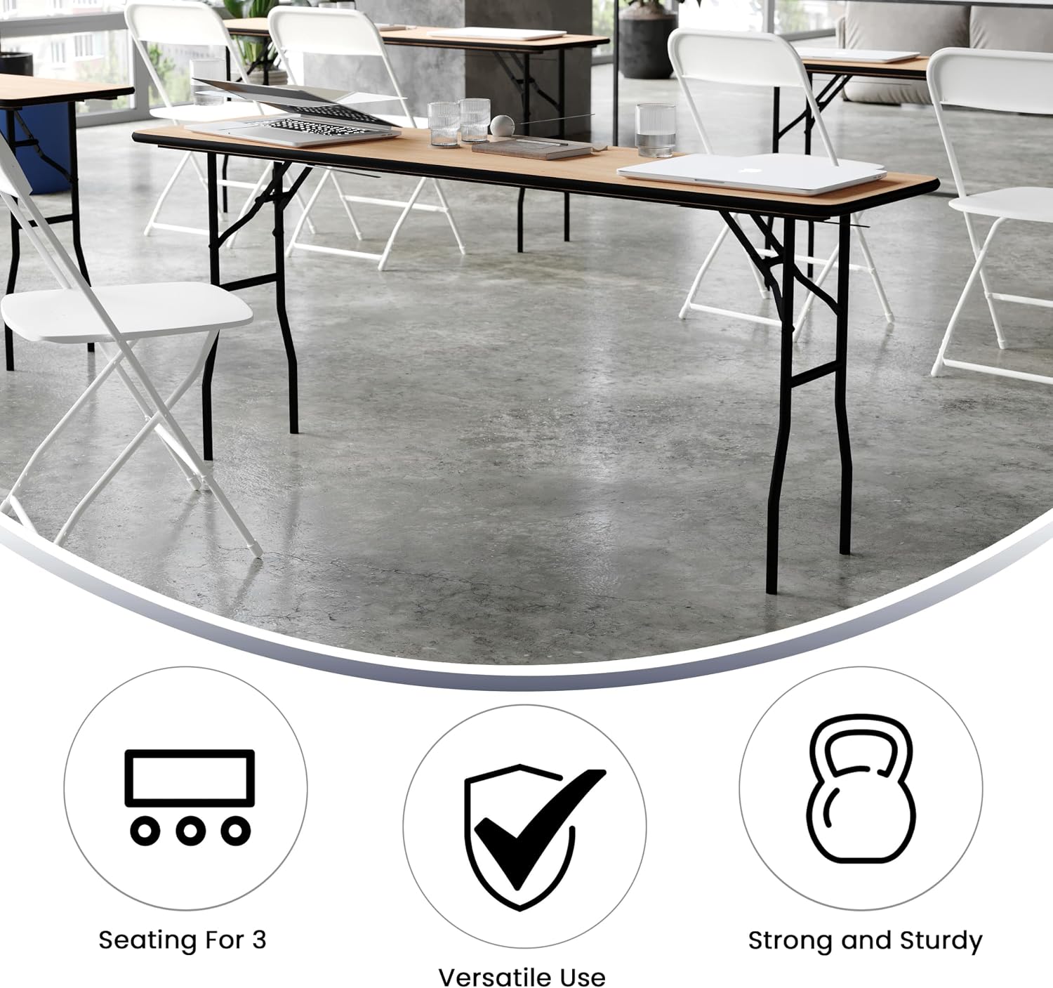 Flash Furniture 6 ft Wood Folding Clear Coat Rectangular Table, Clear | Durable Construction, Commercial Use