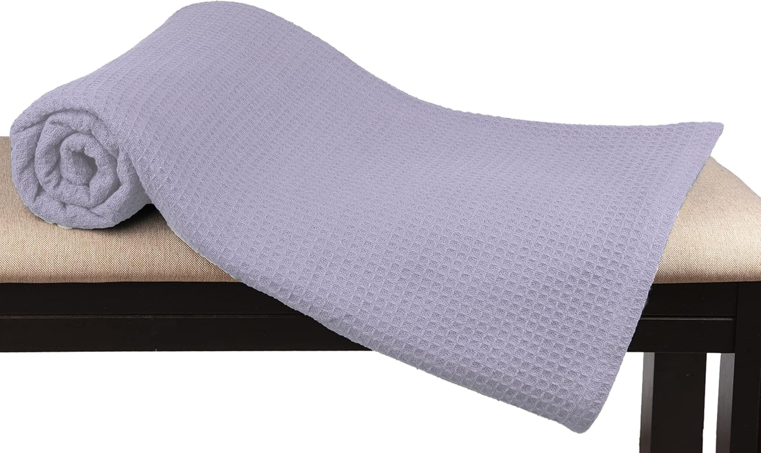 Glamburg 100% Cotton Thermal Bed Blanket, Soft Waffle, Queen Size, All Season, Navy Blue