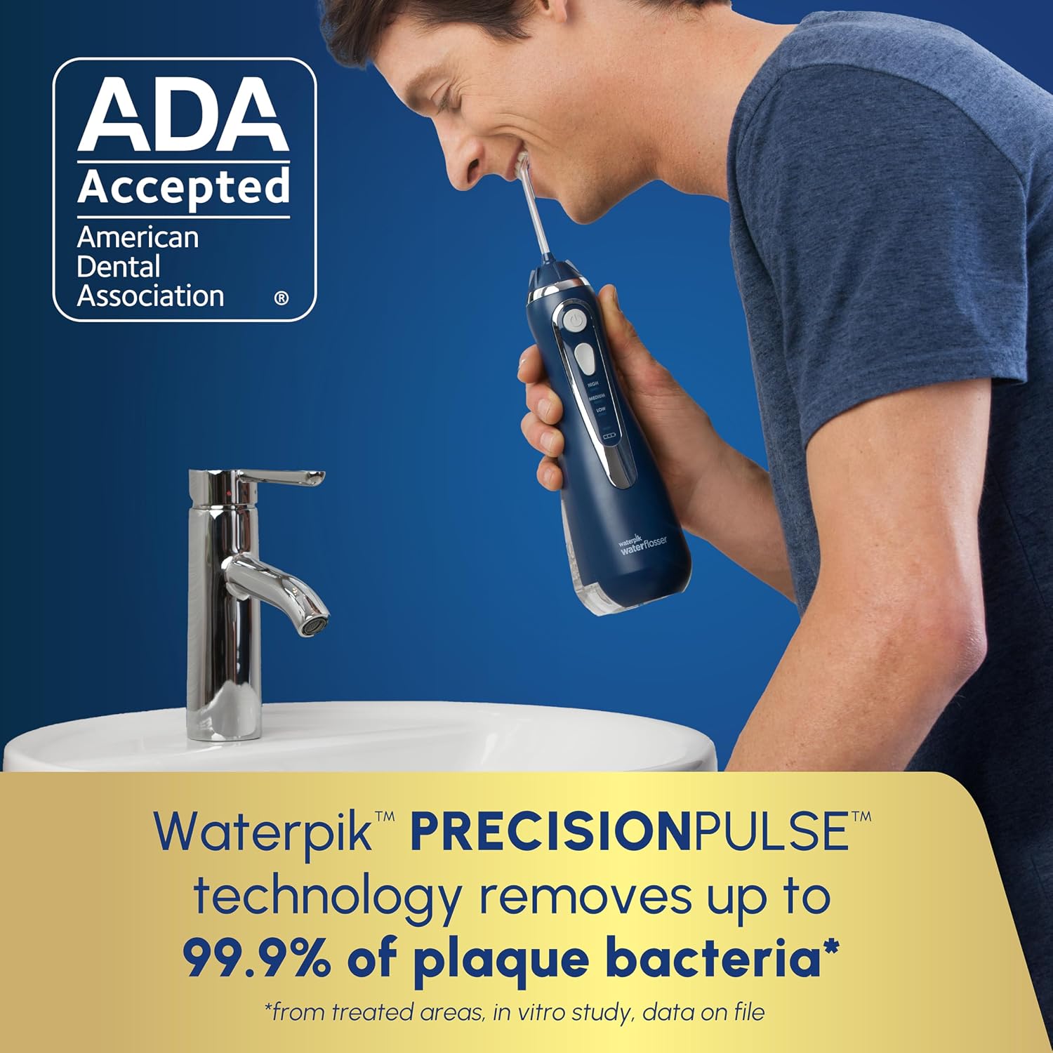 Waterpik Cordless Advanced Portable Water Flosser, Rechargeable, Black | 3 Settings, 4 Tips, Travel Bag, for Gums, Teeth, Dental Braces, Implants, Shower Use ADA Accepted WP-582 Packaging May Vary