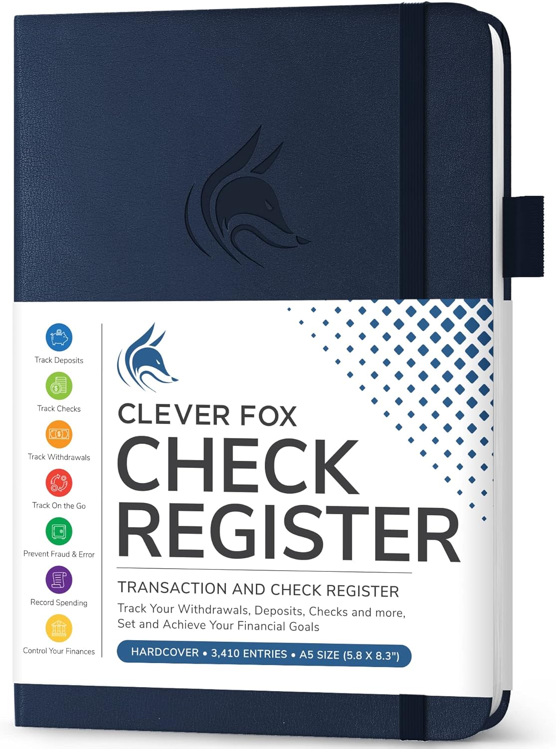Clever Fox Check Register Book, Checkbook Ledger, 5.8x8.3 Purple