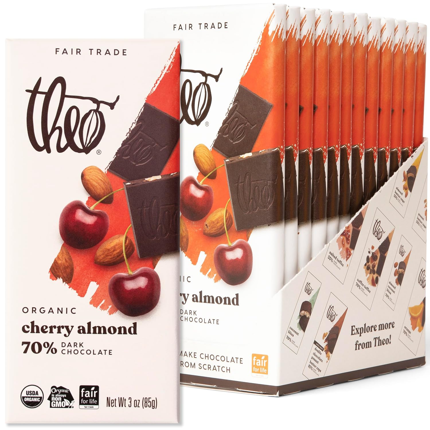 Theo Mint Organic Dark Chocolate Bar, 70% Cacao, 1 Bar | Vegan, Fair Trade