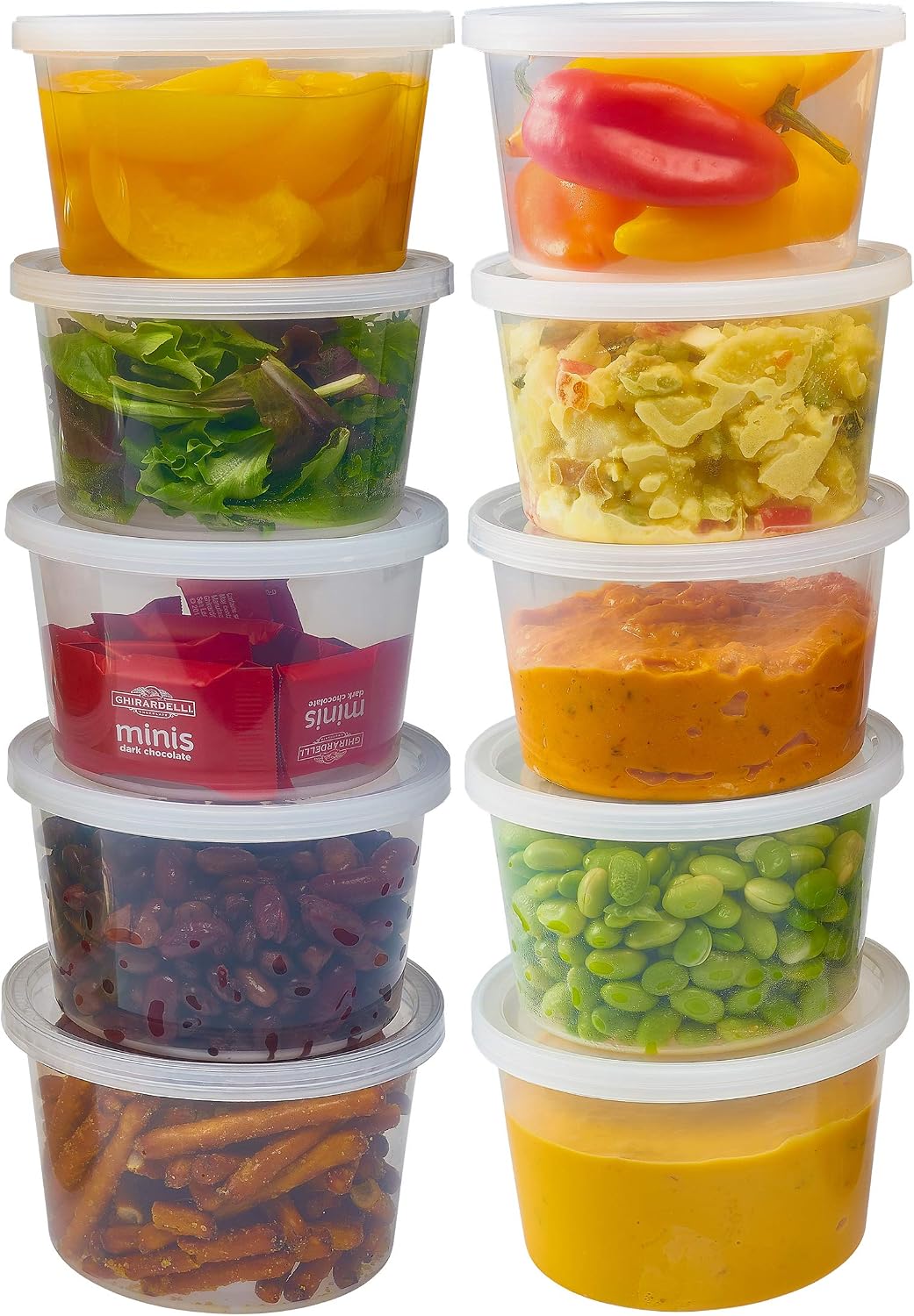 DuraHome - Deli food Storage Containers with Lids 32 oz, Quart Pack of 24 Leak-proof Freezer Safe Microwaveable Soup Storage Container - Clear Plastic Premium Quality