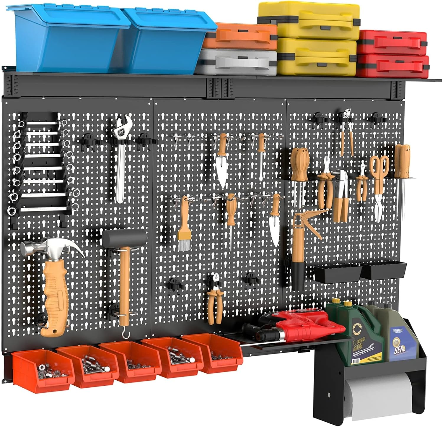 TORACK Pegboard Wall Organizer Kit 48x24 in, Garage Metal Tool Pegboard