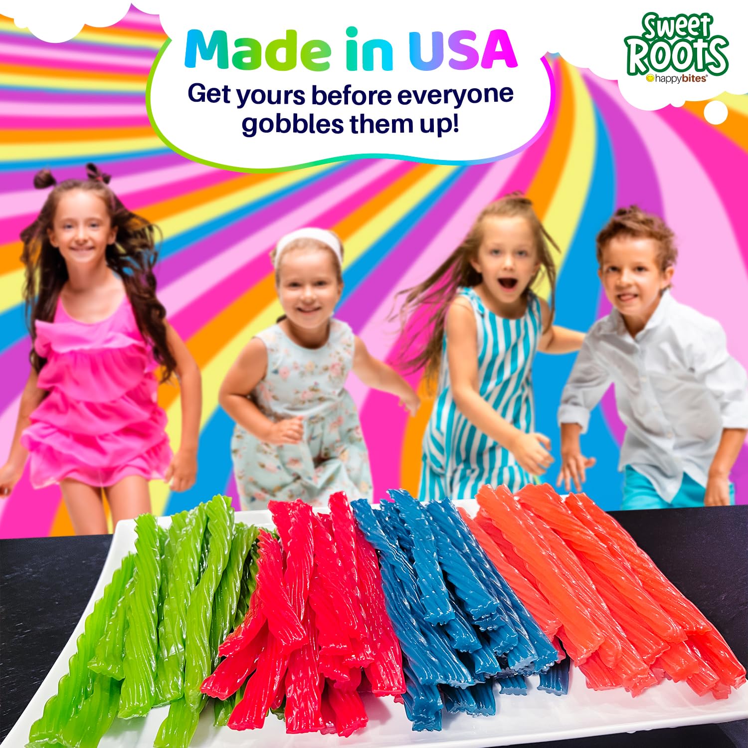 Sweet Roots Black Licorice Twists – 1 Bag (16 oz) – Jumbo Size Candy Sticks | Vegan, Fat Free, Kosher | Soft Gourmet Licorice Candy with Classic Black Licorice Flavor