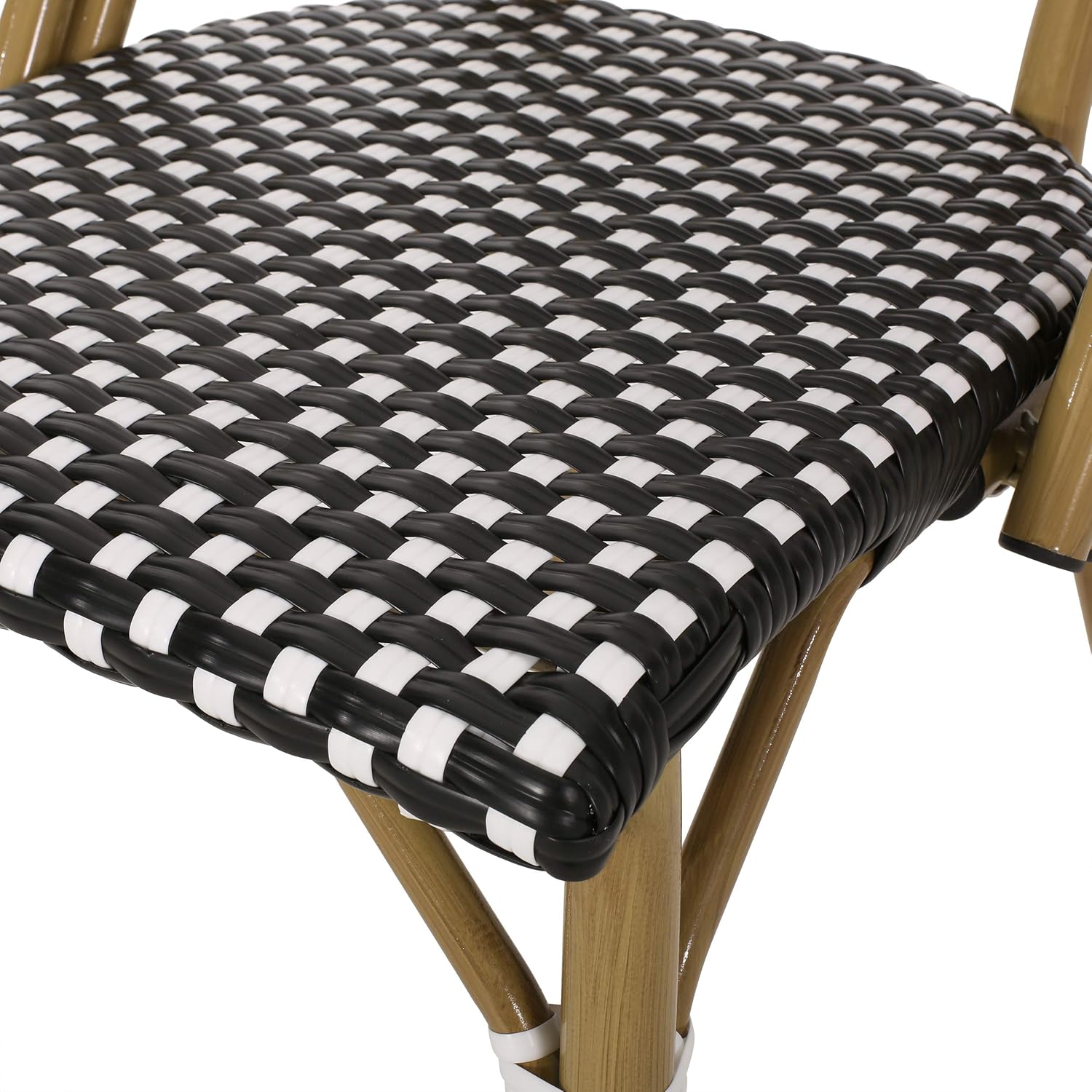 Christopher Knight Home Gwendolyn Outdoor French Bistro Chairs (Set of 4), Black + White + Bamboo Print Finish