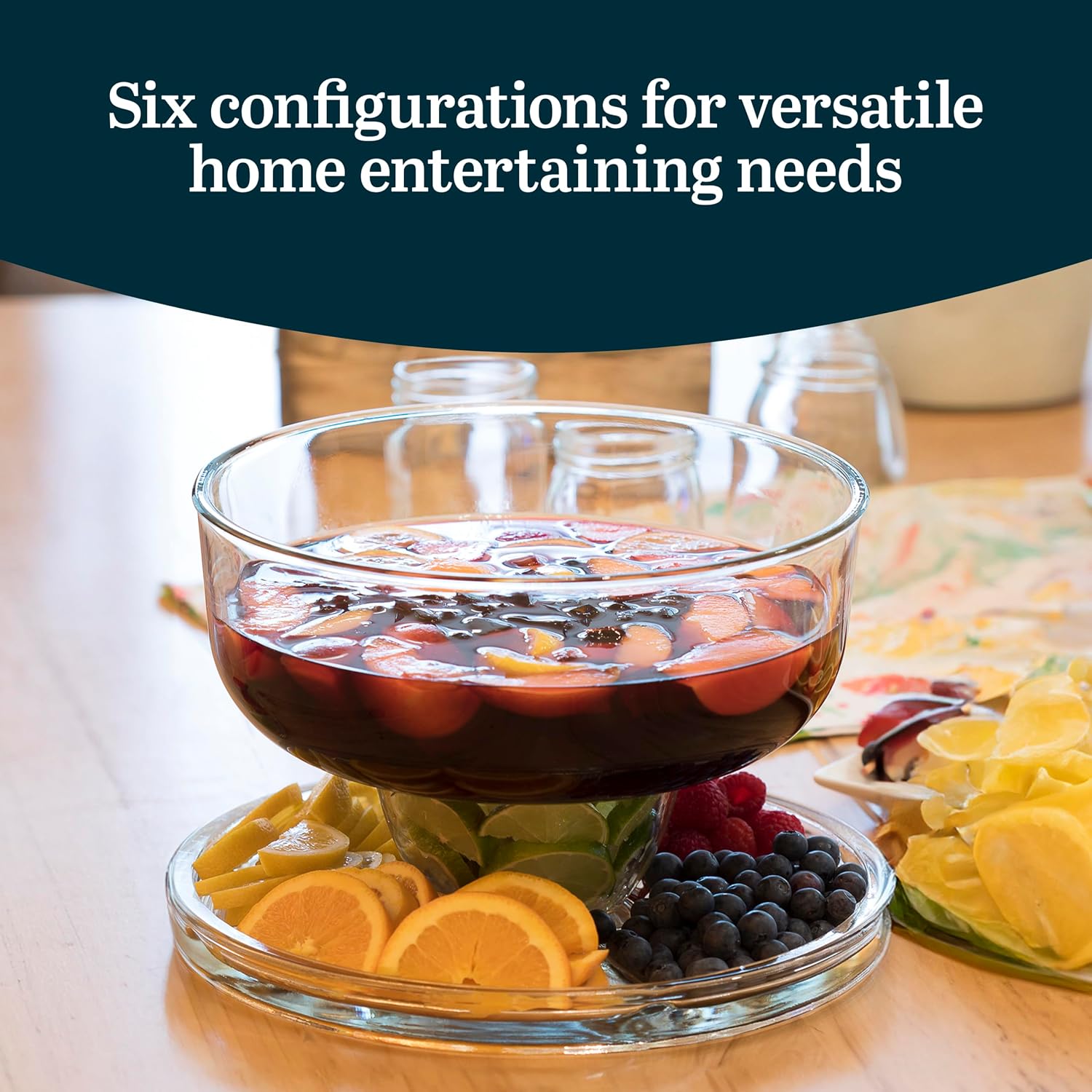 Libbey Selene 6-in-1 Domed Cake Stand, Unique Space Saving Glass Cake Stand with Dome, Multi-Purpose Dip Bowl To Serve Snacks and More