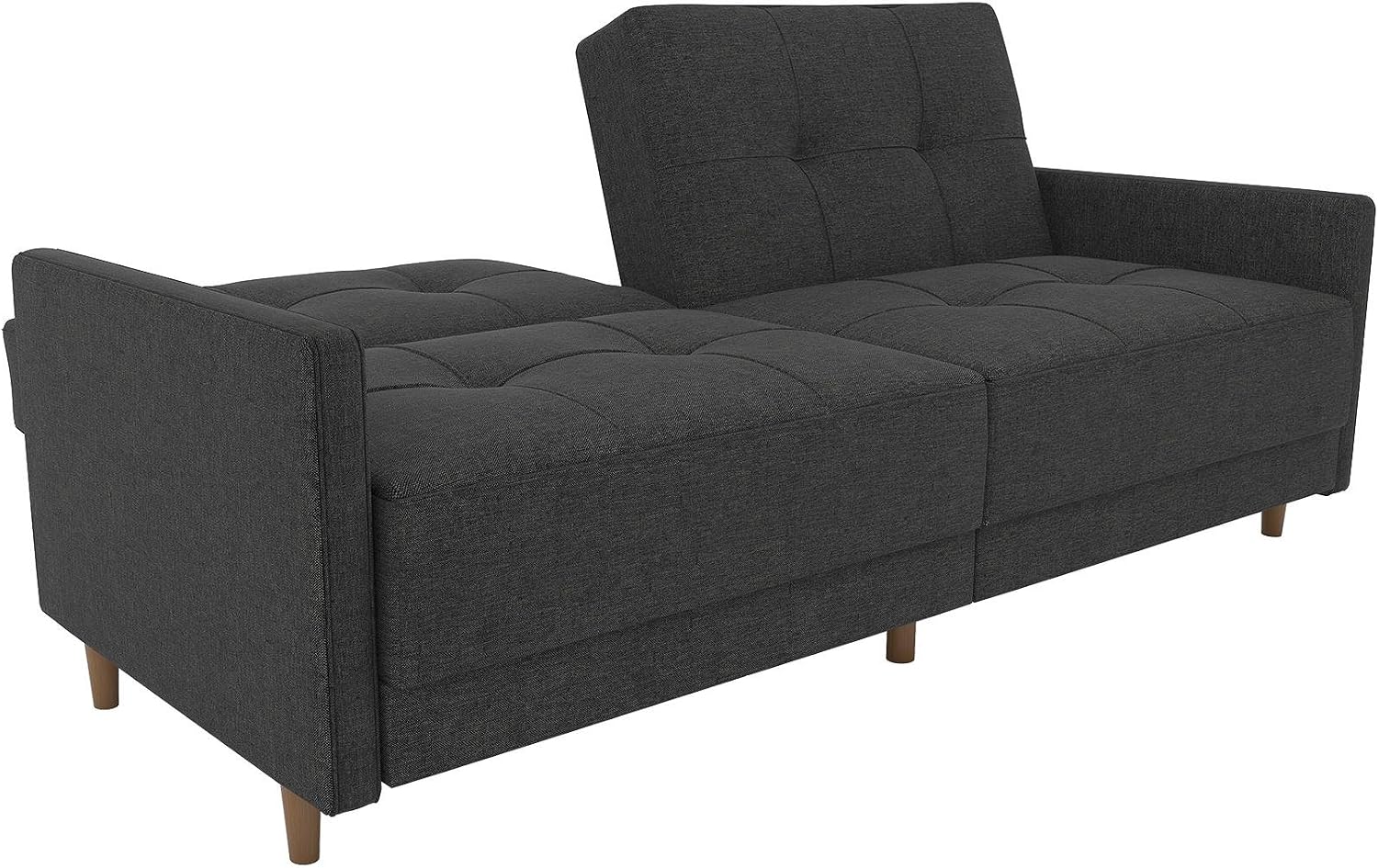 DHP Andora 76 Inch Futon Sofa Bed, Modern Upholstered Couch Sleeper with Button Tufted Back and Seat, Navy