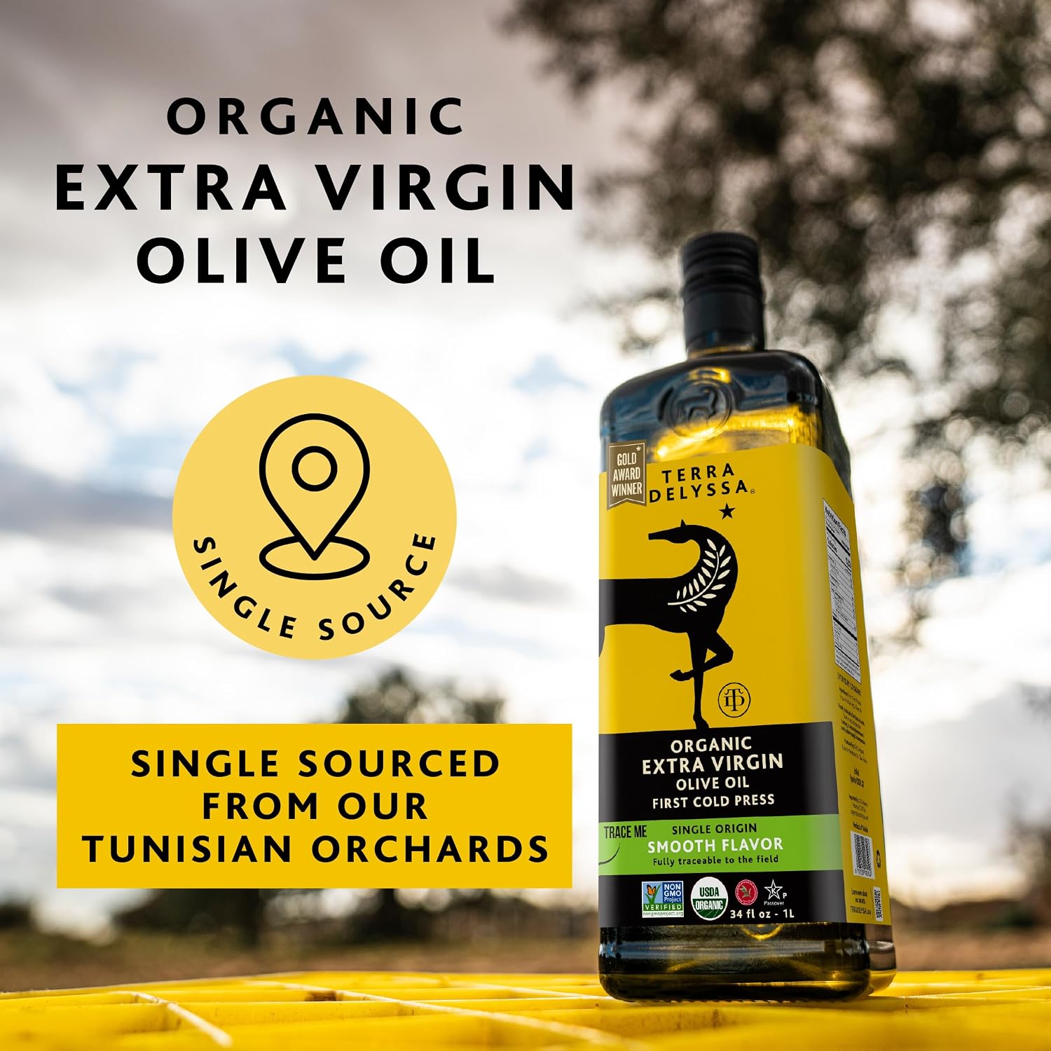 Terra Delyssa First Cold Pressed Organic Extra Virgin Olive Oil, Single Sourced, 500 ML (17 fl. oz) Dark Glass Bottle - 3 Pack, Non-GMO, Naturally Rich in Antioxidants and Polyphenols