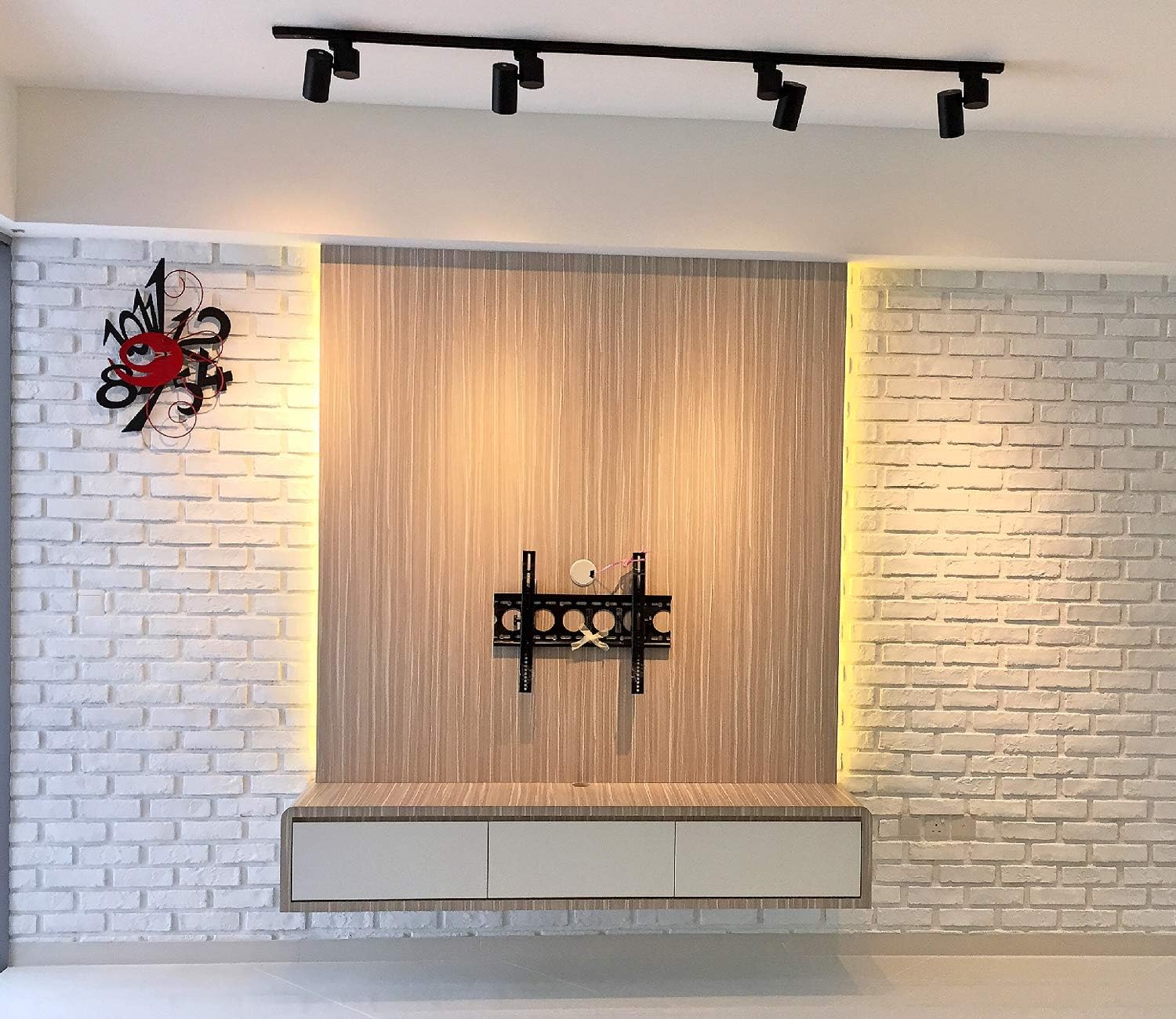 Faux Brick Wall Panels, 3D FRP Wall Panel Resin Fiberglass Material for House Exterior and Interior Use 32 sq.ft/Box (Matt White, New London)