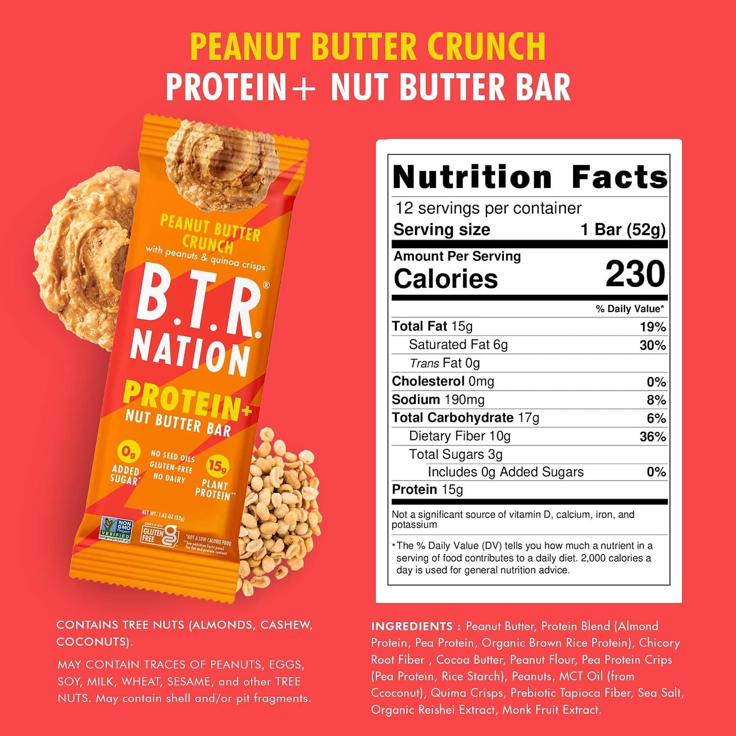 B.T.R Nation - Superfood Protein Bar Dark Chocolate - Vegan - 12 Bars
