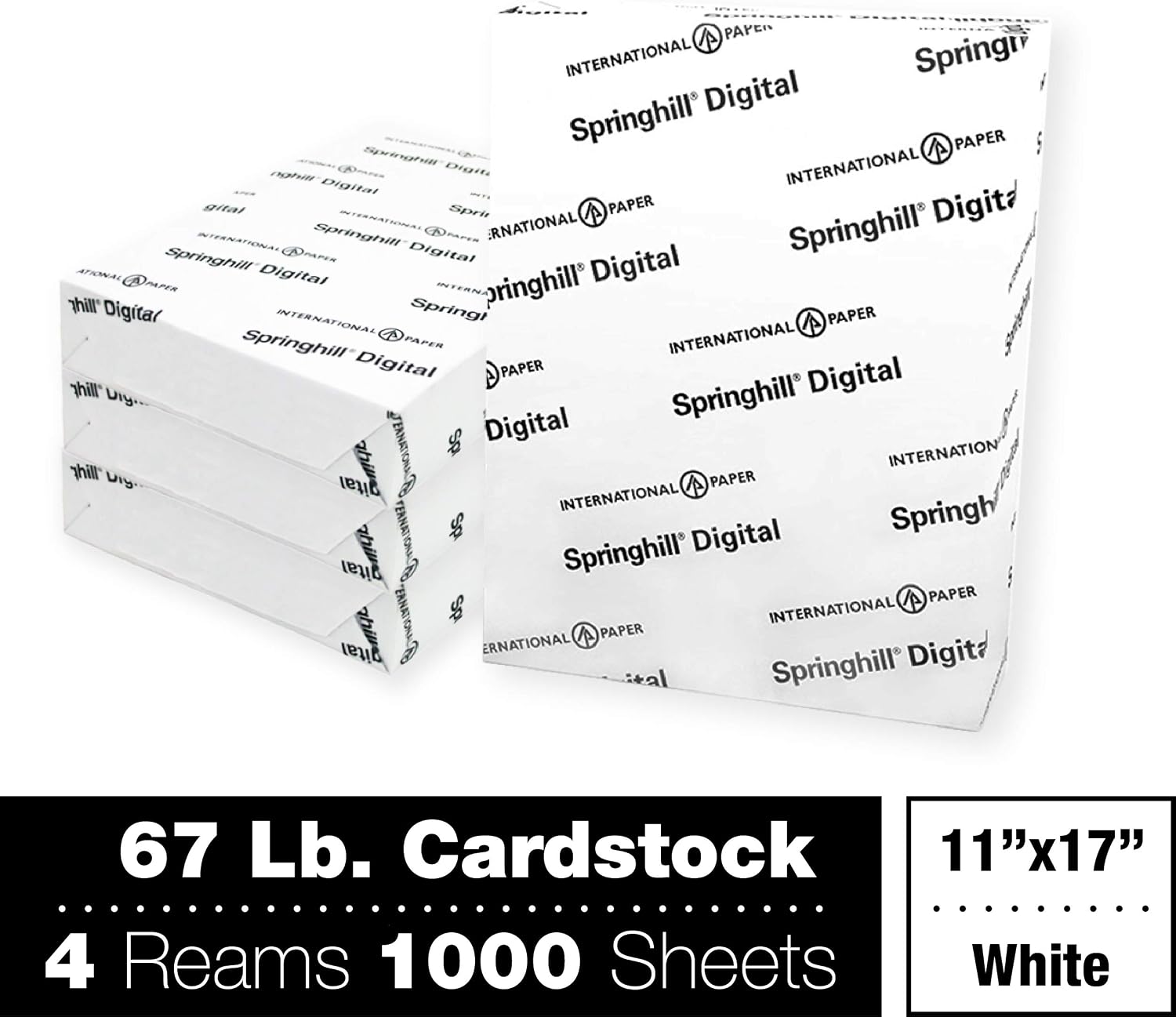 Springhill White 8.5” x 11” Cardstock Paper, 90lb, 163gsm, 250 Sheets (1 Ream) – Premium Lightweight Cardstock, Printer Paper with Smooth Finish for Greeting Cards, Flyers, Scrapbooking – 015101R