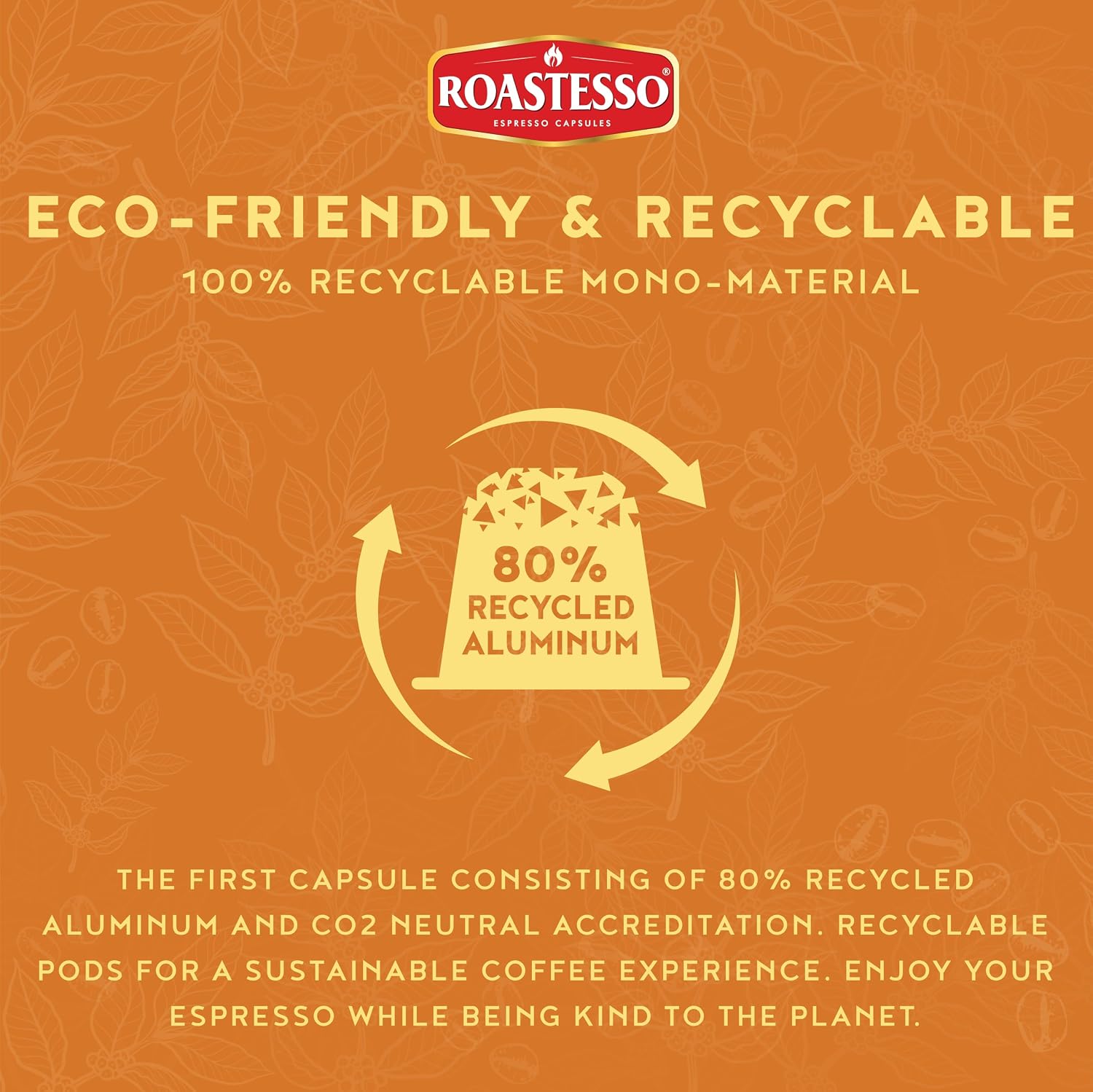 Roastesso, Aluminum Espresso Capsules, Flavors Variety Pack, Natural Flavored Coffee Pods with French Vanilla, Caramel, Chocolate & Hazelnut