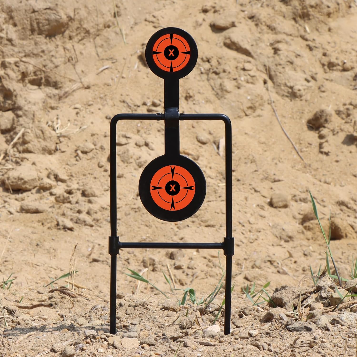 Highwild 3/8 Inch Thick Double Spinner Shooting Targets - Auto Reset Steel Target - for Centerfire Handguns Up to .44 Magnum