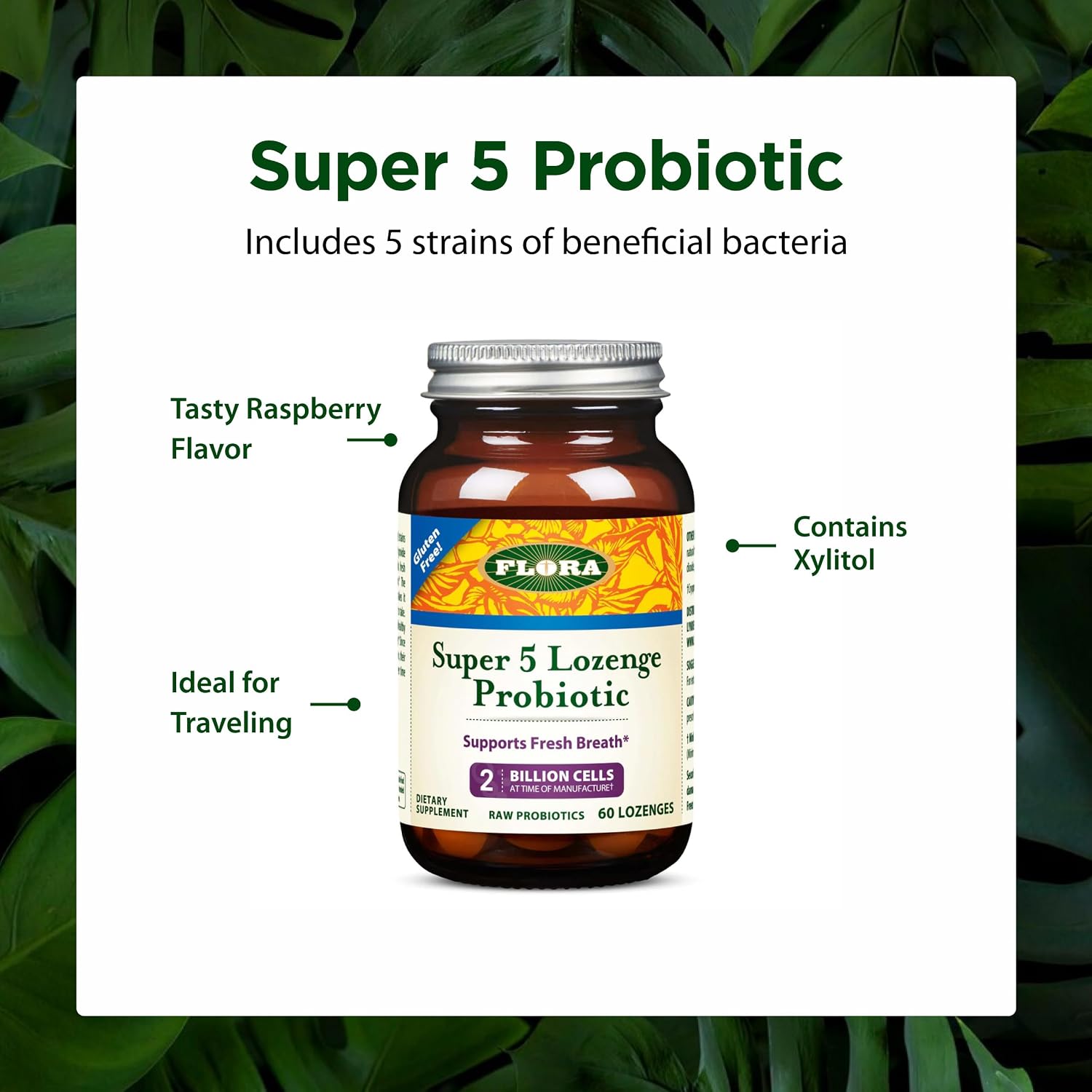 Flora - Super 5 Lozenge Probiotic - 2 Billion Cells - Supports Kids' Immune