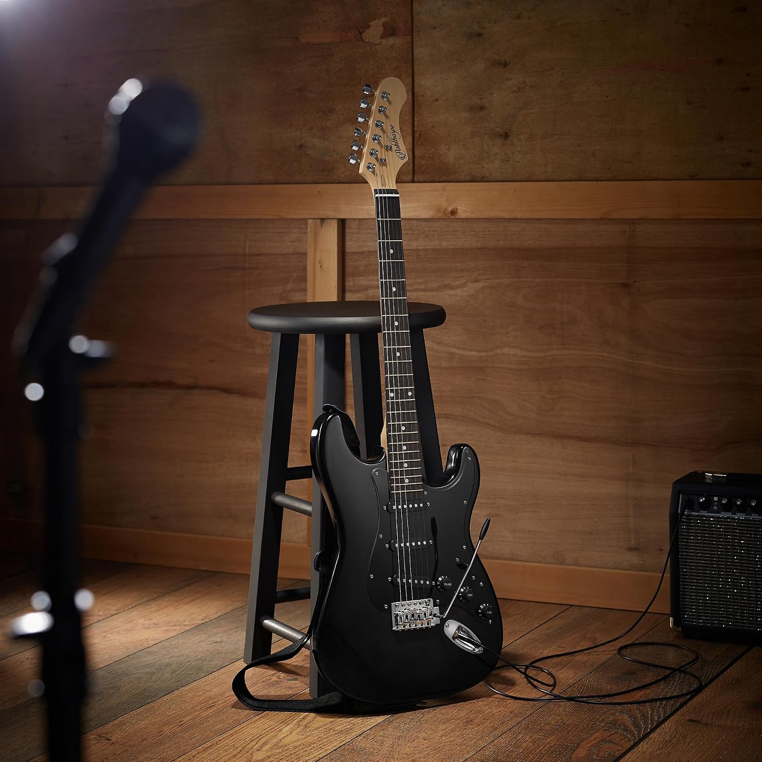 Ashthorpe 39-Inch Electric Guitar (Blue-Black), Full-Size Guitar Kit with Padded Gig Bag, Tremolo Bar, Strap, Strings, Cable, Cloth, Picks