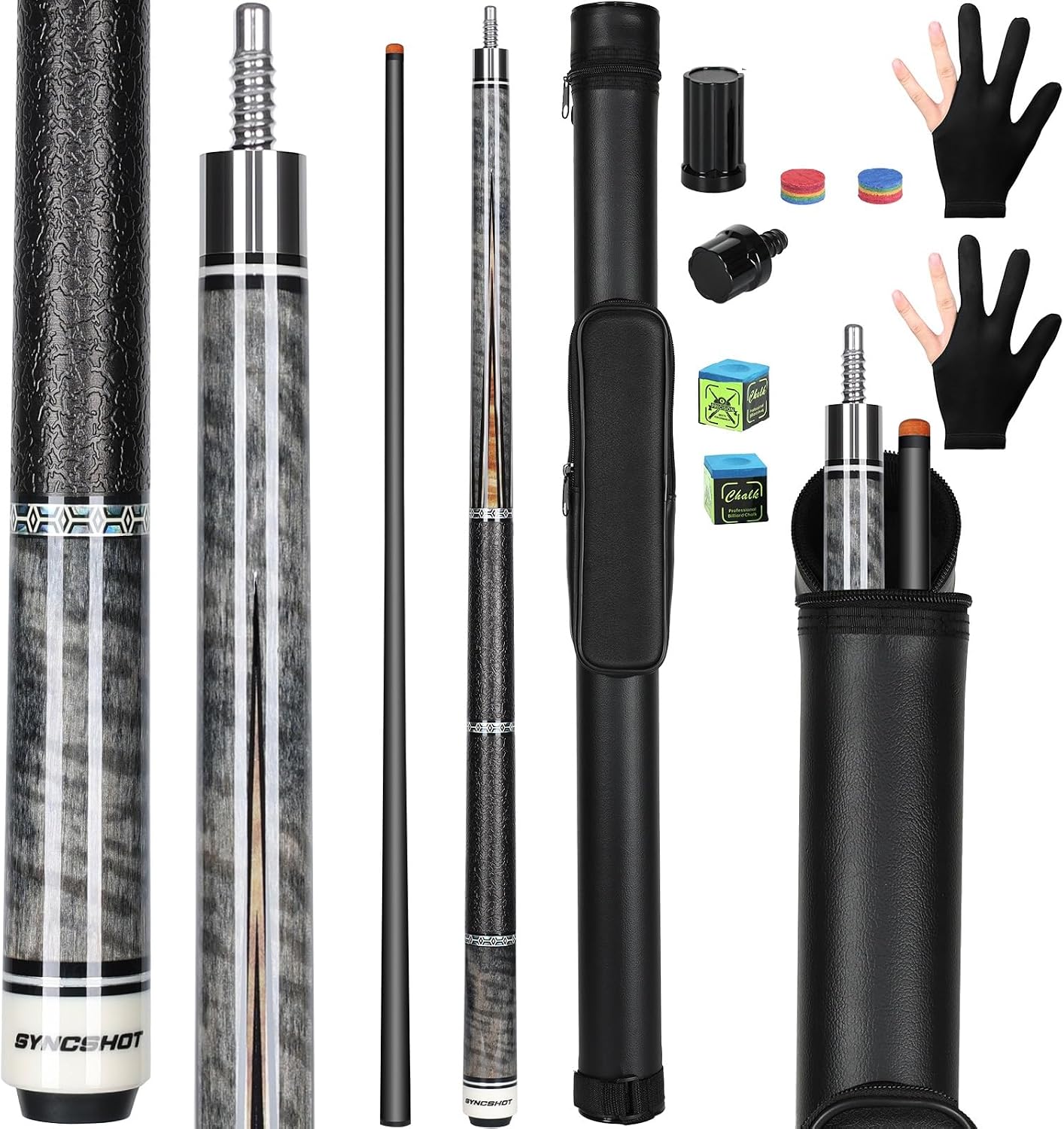Carbon Fiber Pool Cue Stick 58" Professional Pool Sticks for Adults Full Carbon Technology Low Deflection Pool Cue Billiard Cues with 12.5mm Tip