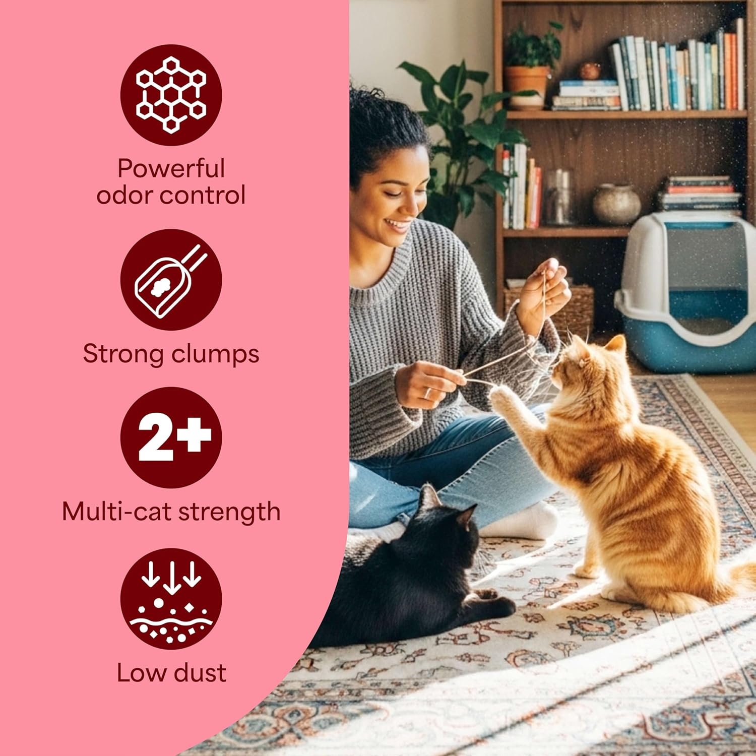 Fresh Step Odor Shield Multi Cat Clumping Cat Litter, 14 lb. | Febreze Freshness, Odor Shield with Ammonia Block Technology, Low Dust