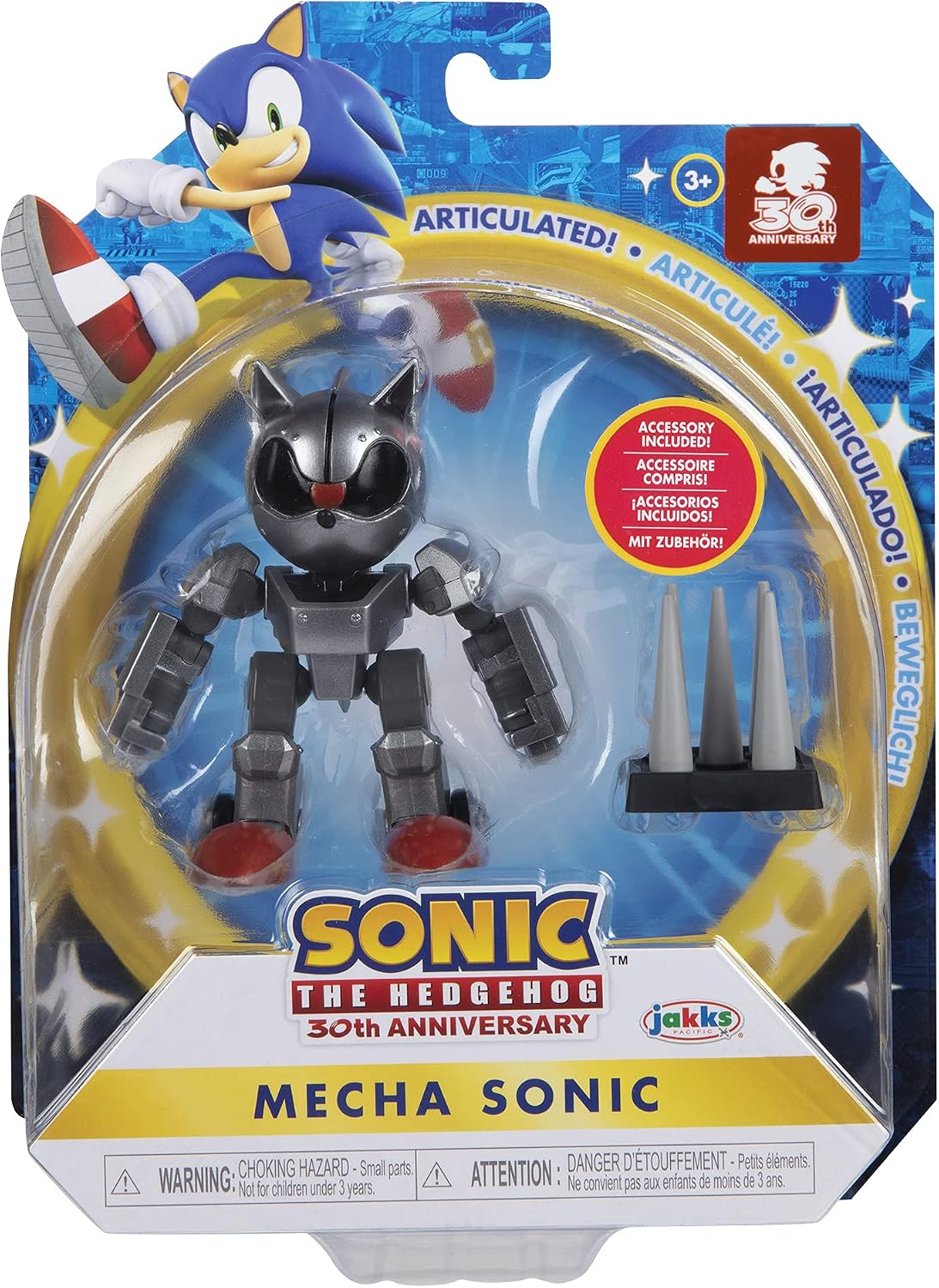 Sonic The Hedgehog 4-Inch Action Figure Mecha Sonic with Spike Trap Collectible Toy