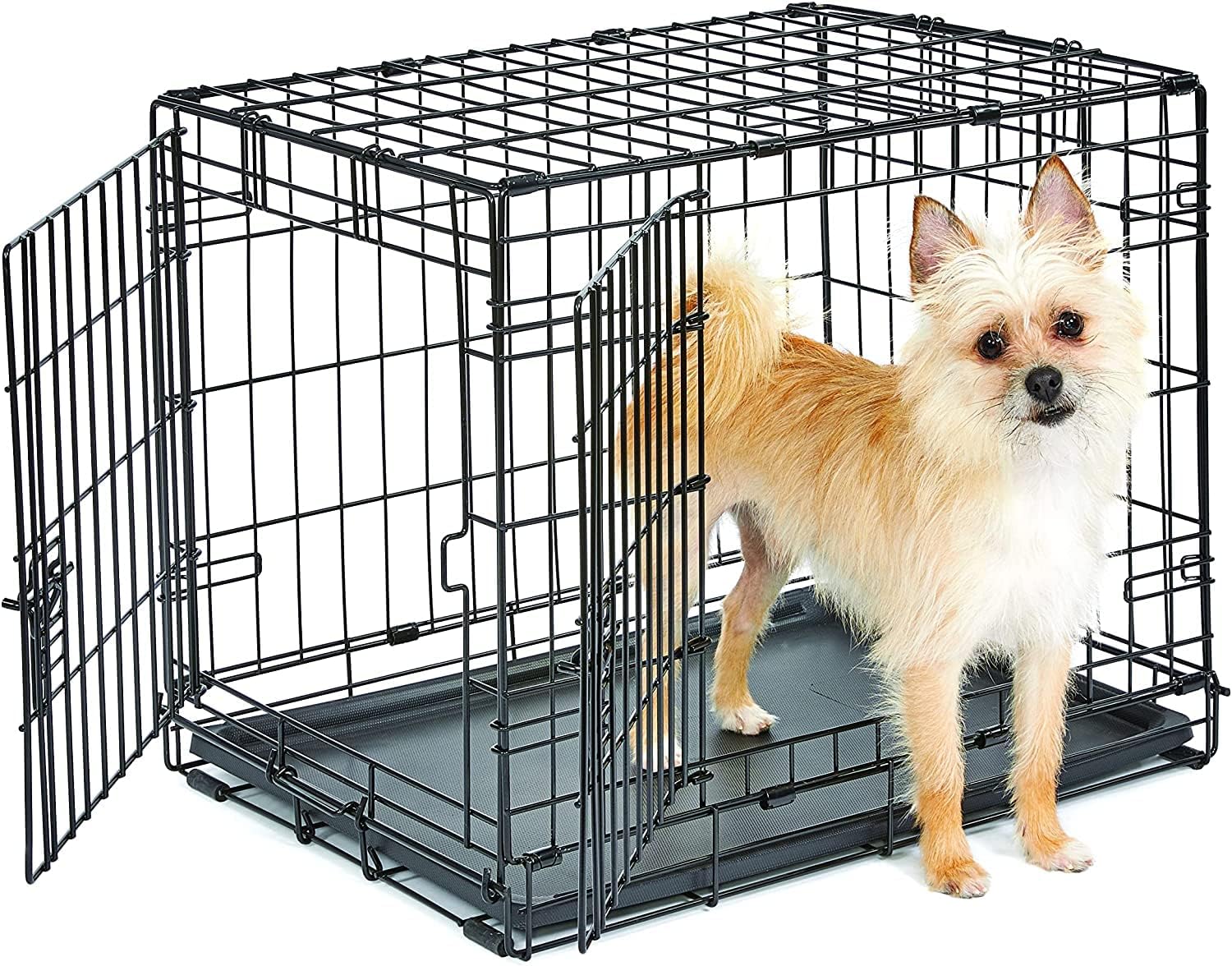 Midwest Homes for Pets 24-Inch New World Crate for Small Breeds, 12-20 lbs, Double Door Folding Dog Crate, Leak-Proof Tray & Secure Latches, Portable, Durable & Easy to Assemble