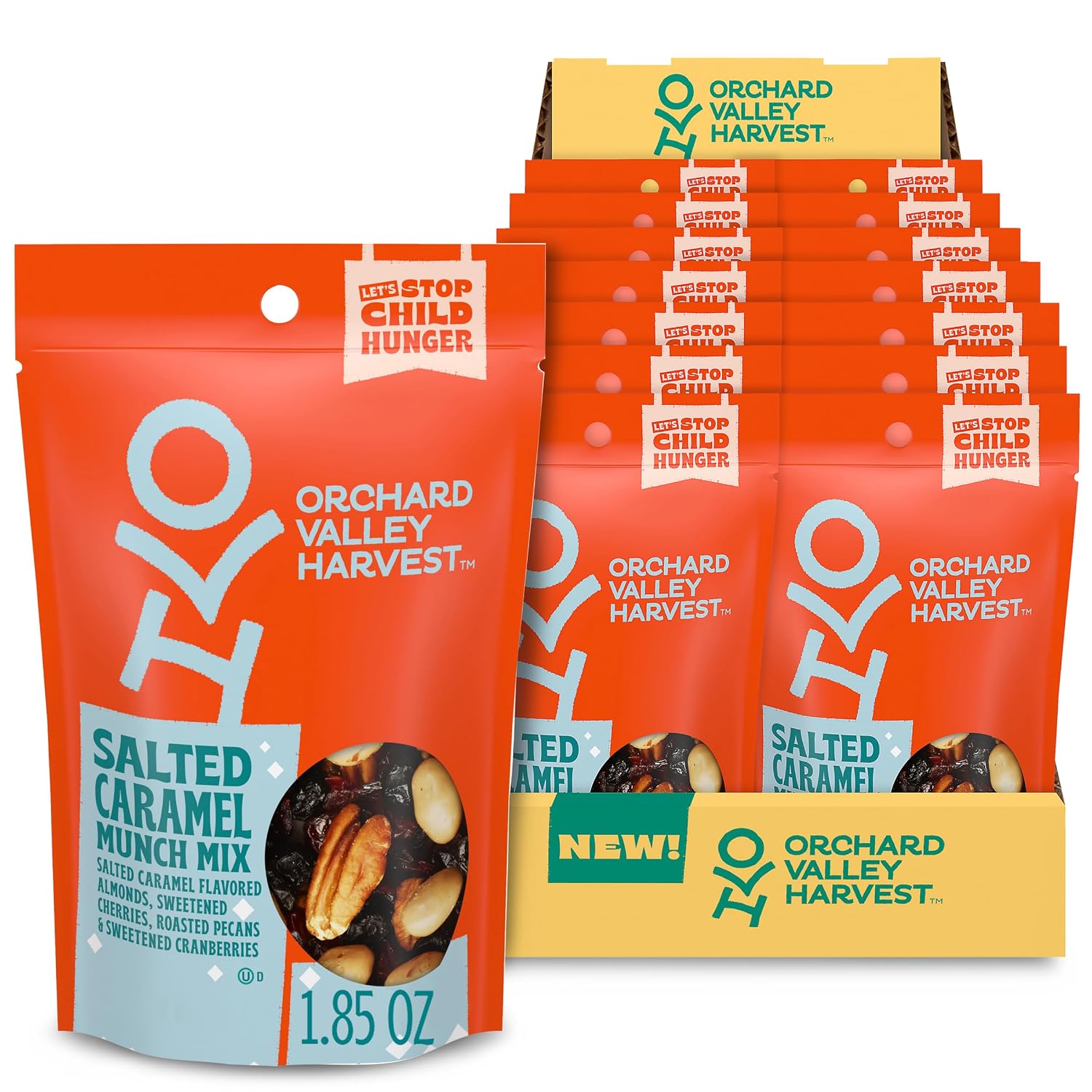 Orchard Valley Harvest Choc Nut Mix Multipack, 1 oz, Pack of 8 | Dark Chocolate Raisins, Almonds & Peanuts, Gluten Free, Stand Up Bag, Non-GMO, 4g Plant Protein, On-The-Go Snack