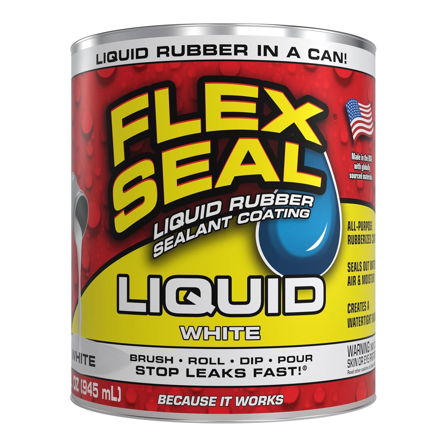 Flex Seal Liquid, Rubber Coating Sealant, Waterproof, Flexible, Breathable, and UV Resistant, Roof Repair, Basements, RV, Campers, Trailers, Marine