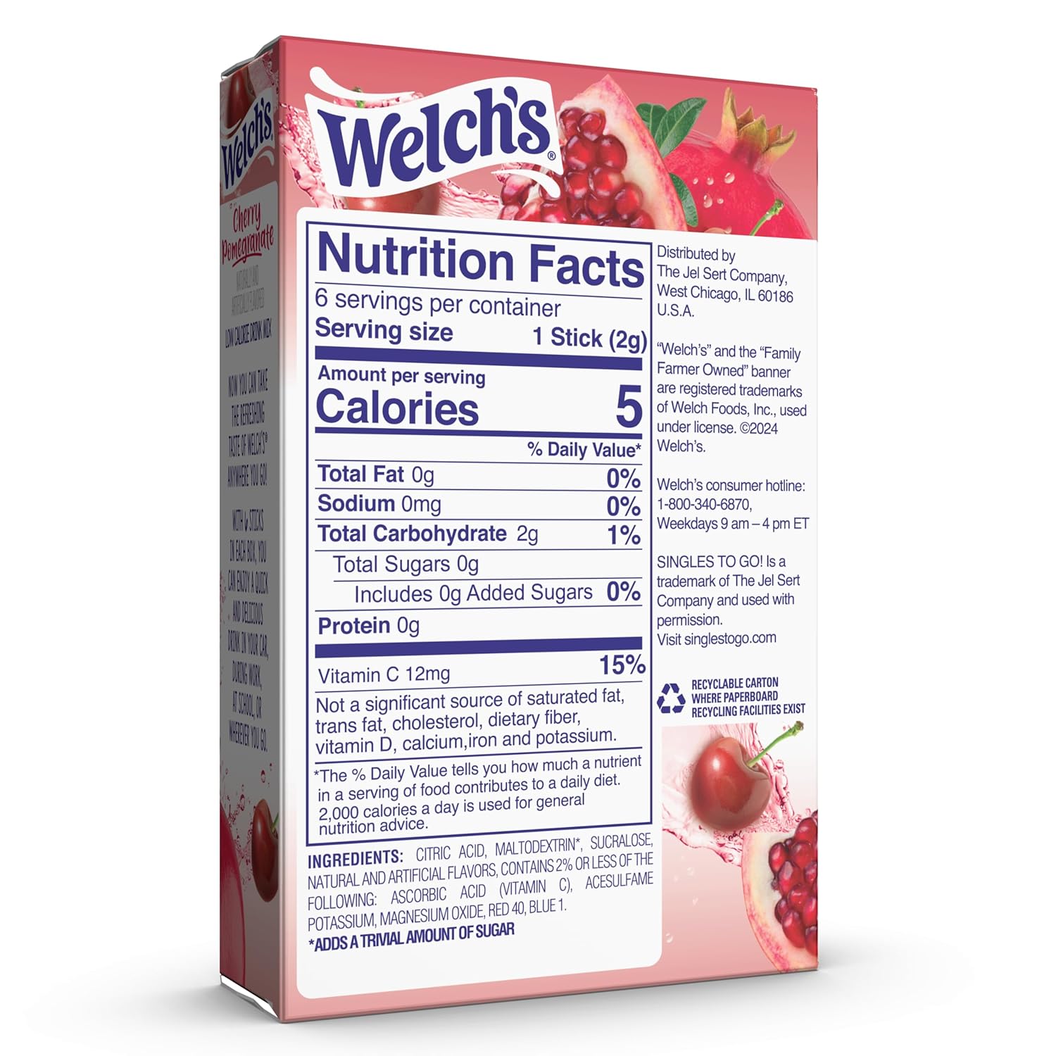 Singles To Go! Welch's Water Drink Mix, Grape, 72 Packets