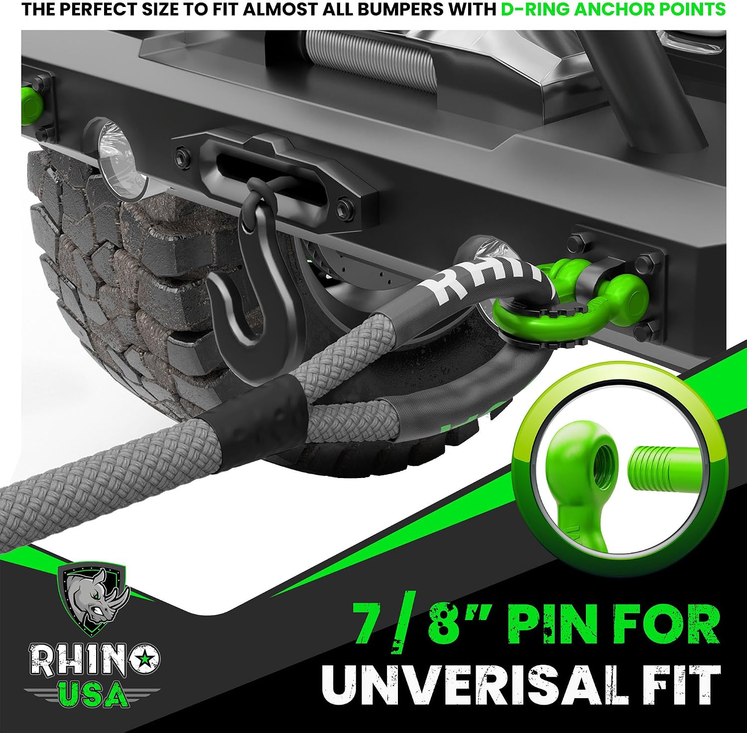 Rhino USA D Ring Shackles (2-Pack) - 41,850lb Break Strength