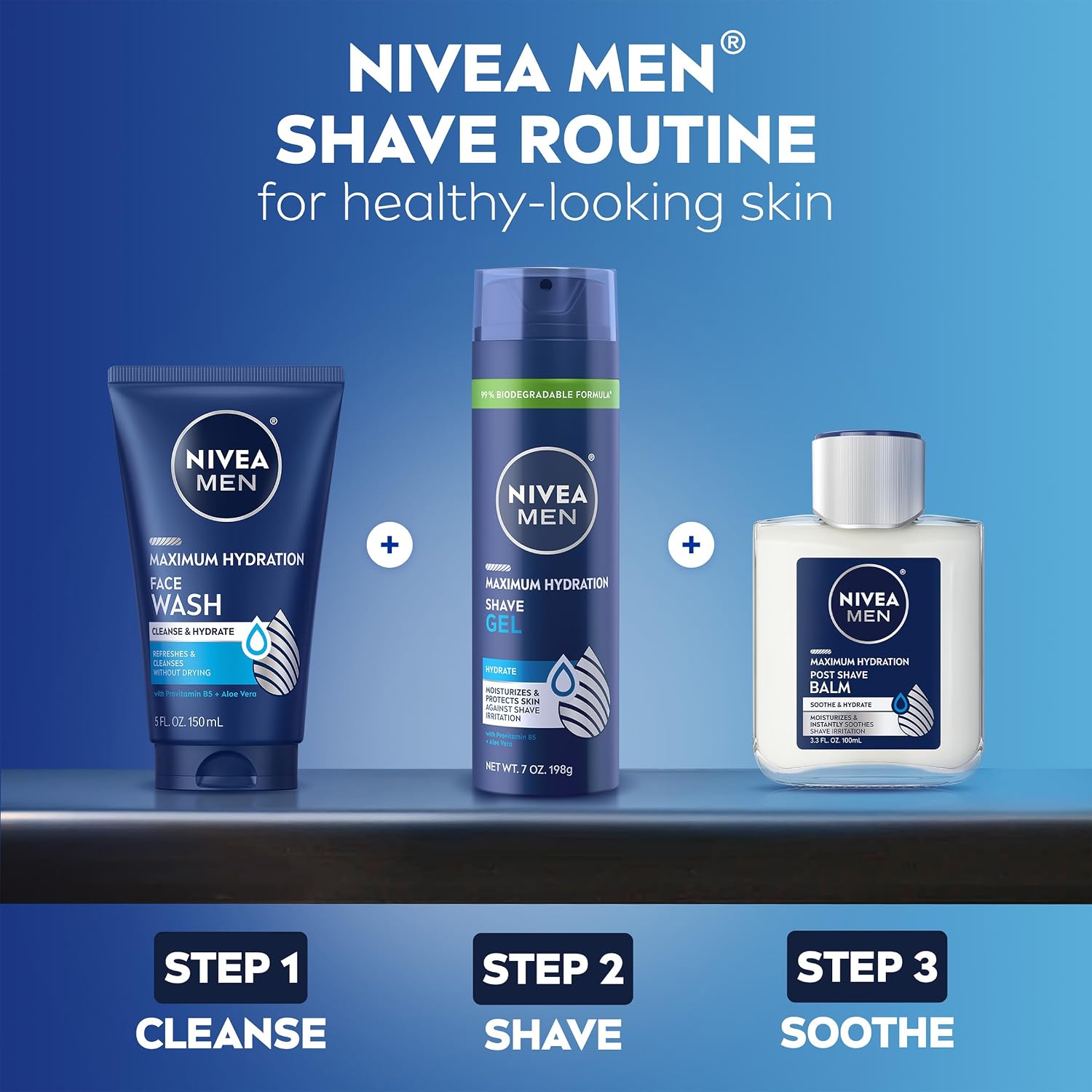 NIVEA MEN Maximum Hydration Post Shave Balm, Multipack, 3 x 3.3 FL OZ | Aftershave Balm for Men with Provitamin B5 and Aloe Vera, 3X Hydration Effect