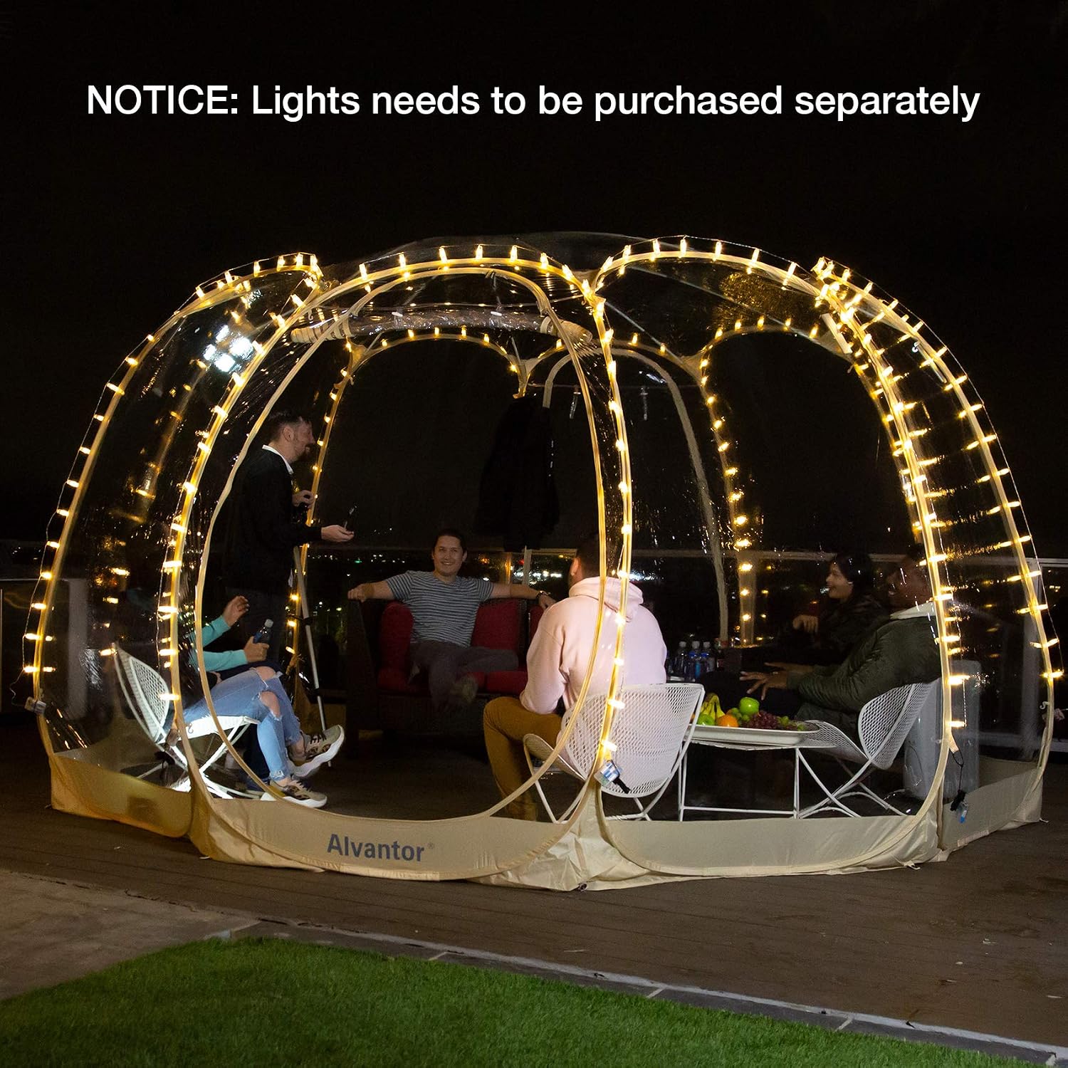 Alvantor® Pop Up Bubble Tent® - 6’ x 6’ Instant Igloo Tent® - 2-3 Person Screen House for Patios - Large Oversize Weather Proof Pod - Cold