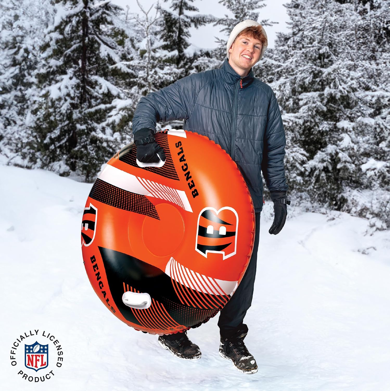 Big Mouth Inc NFL Snow Tube, Heavy Duty Inflatable Snow Sled for Winter Tubing, Ride-On Snow Tube with Handles for Kids and Adults, Outdoor Winter Fun and Football Fan Gifts