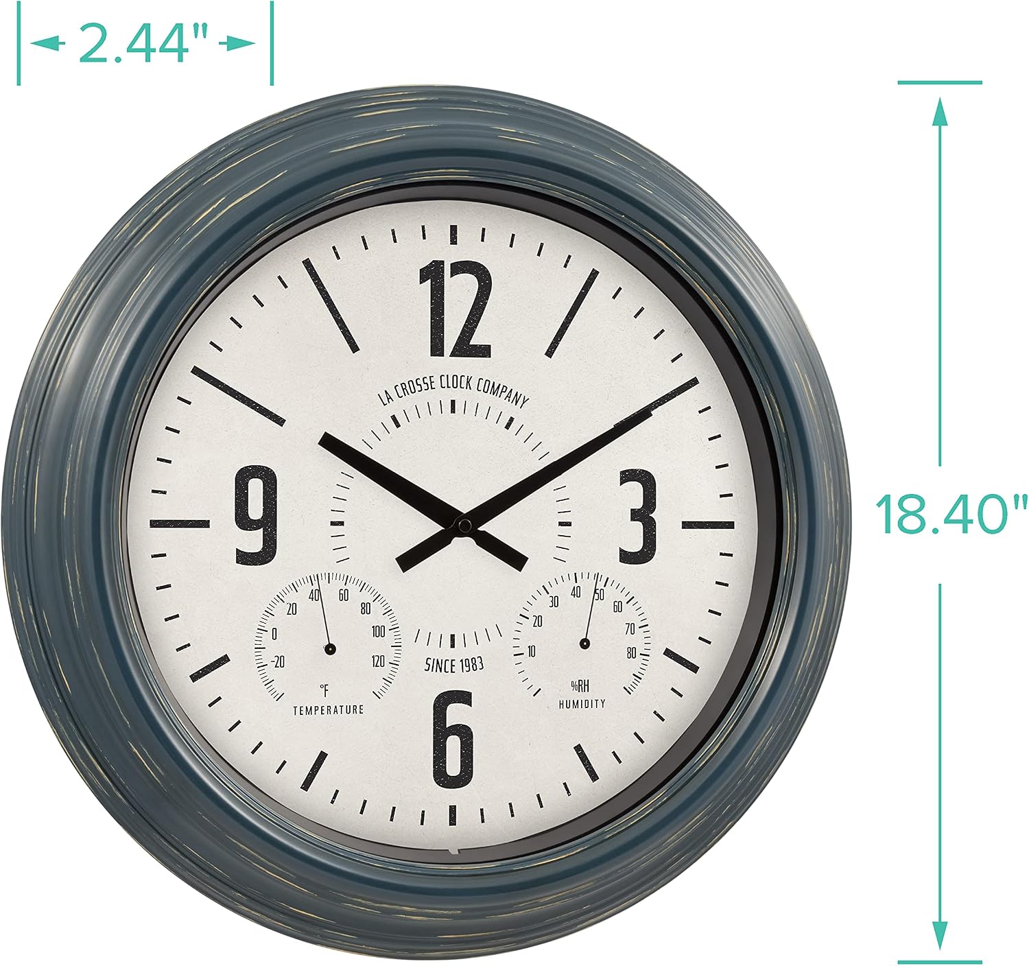La Crosse Clock 433-3838 18.4" Hamilton Indoor/Outdoor Metal Analog Quartz Clock