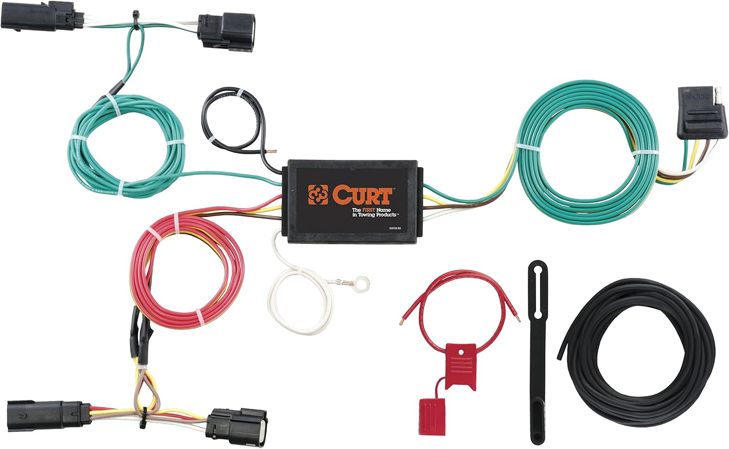 CURT Class 3 Trailer Hitch with Custom Wiring Harness Compatible with 2015-2018 Ford Edge Titanium & Sport | 2" Receiver | 4-Way Flat Output | 13234