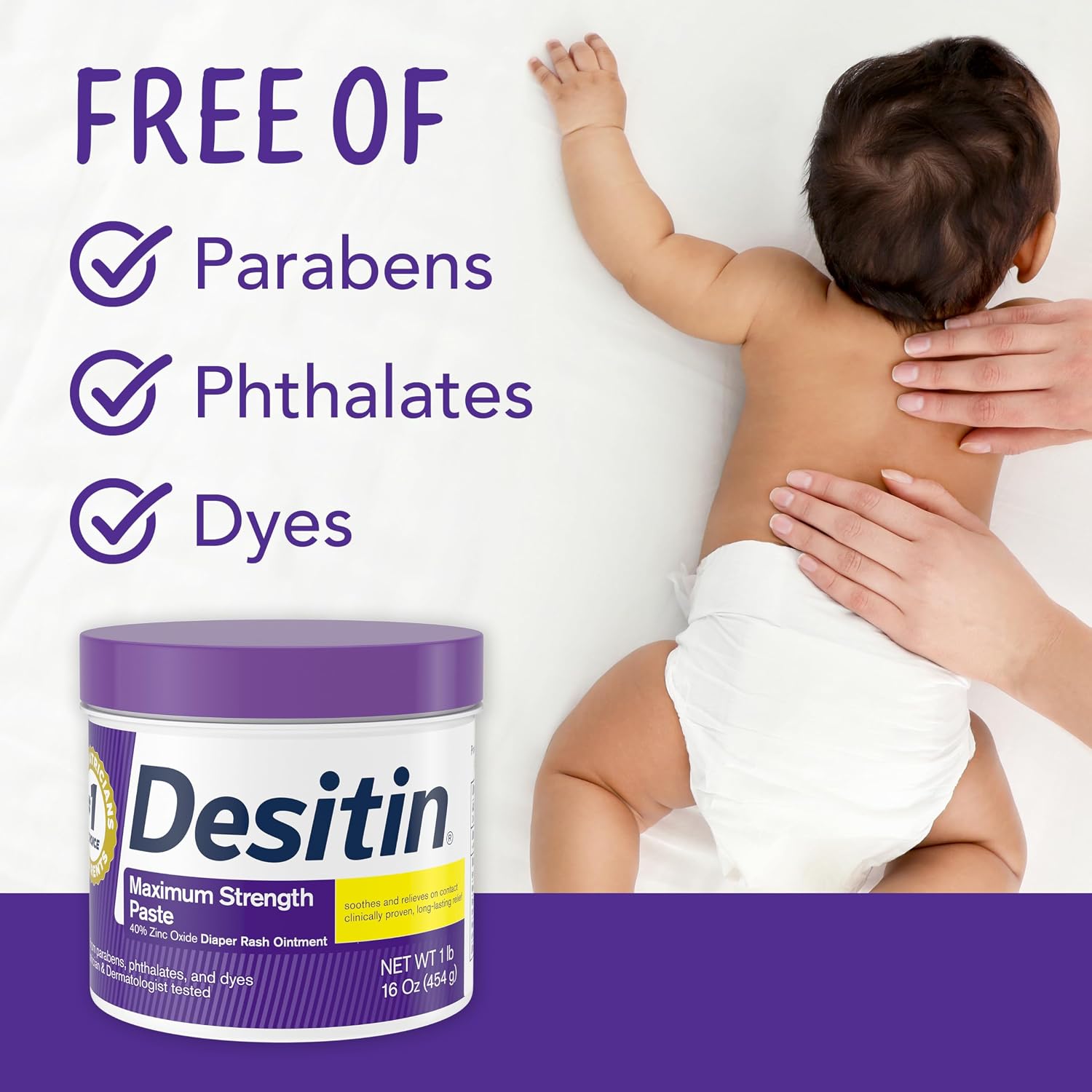 Desitin Maximum Strength Diaper Rash Paste, 40% Zinc Oxide, 4.8 oz | Helps Treat, Relieve & Prevent Diaper Rash, 40% Zinc Oxide, Immediate Relief, Protects up to 12 Hours, Hypoallergenic