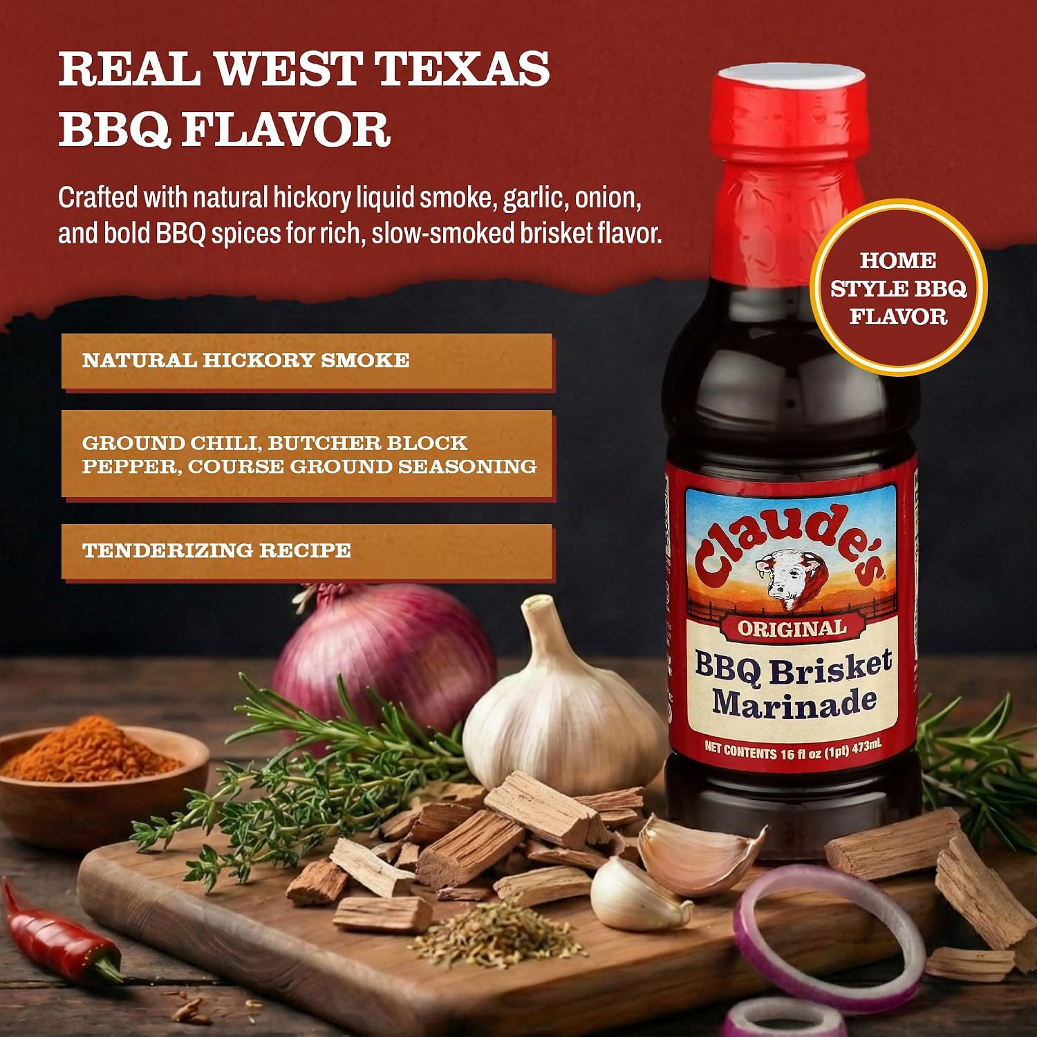 Claude's BBQ Brisket Marinade Sauce, Gluten Free Texas Style, 128 oz | Restaurant-size gallon of smoky Texas tenderizing brisket marinade - all natural & gluten free.