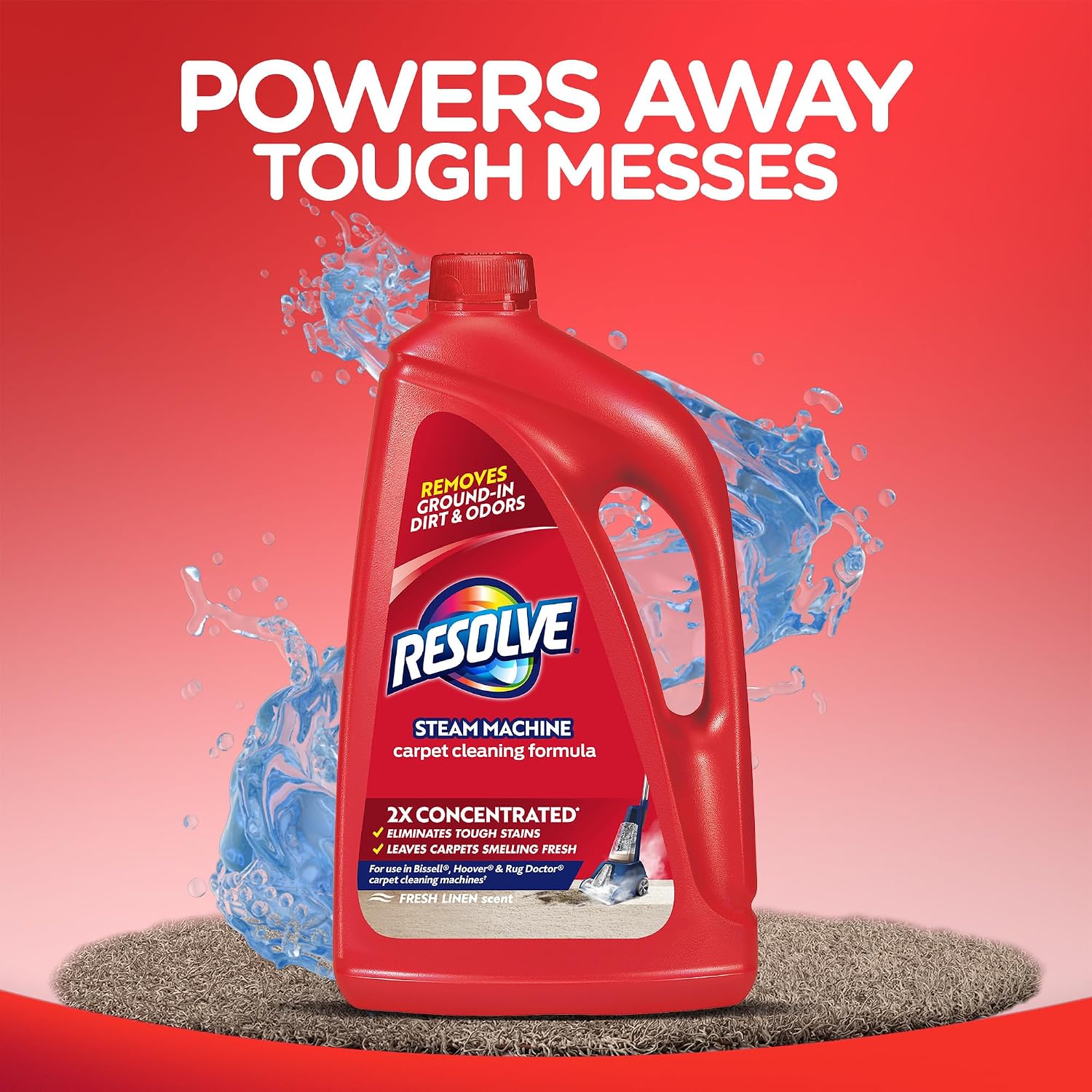 Resolve Steam Carpet Cleaner Solution Shampoo, 3.75 Lb Bottle, 2X Concentrate, Safe for Bissell, Hoover & Rug Doctor, Carpet Cleaner