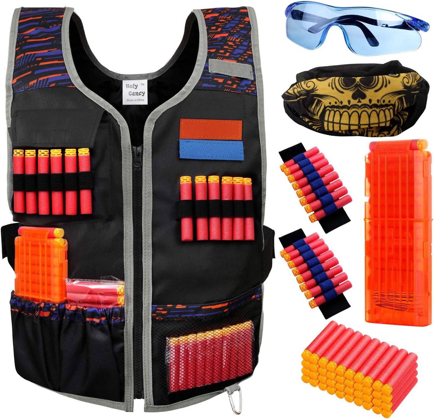 Hely Cancy Large Size Adjustable Toy Tactical Vest Kit Compatible with Nerf N-Strike Elite Series for Men, Big Kids XL-Size