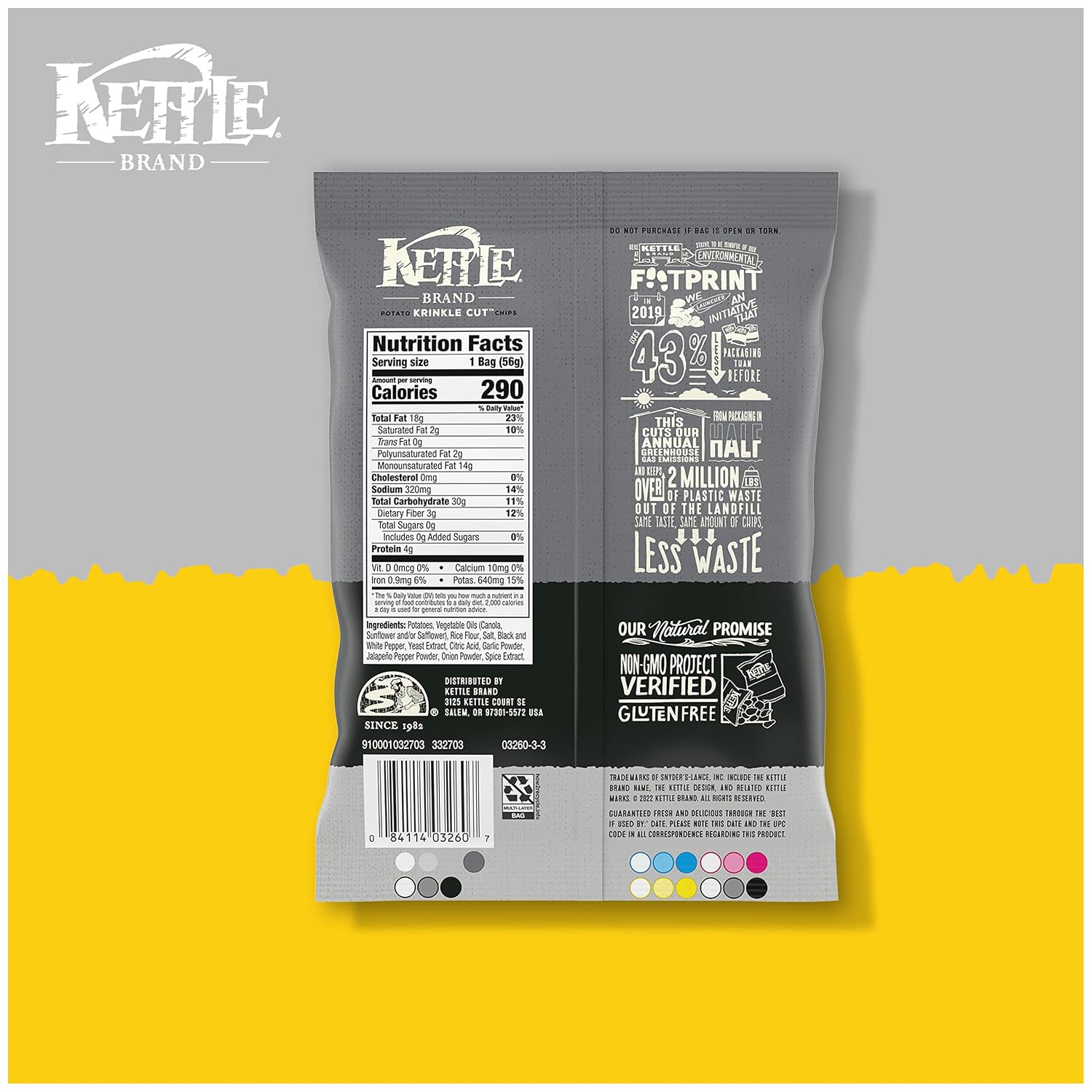 Kettle Brand Krinkle Cut Salt and Fresh Ground Pepper Potato Chips, 13 Oz