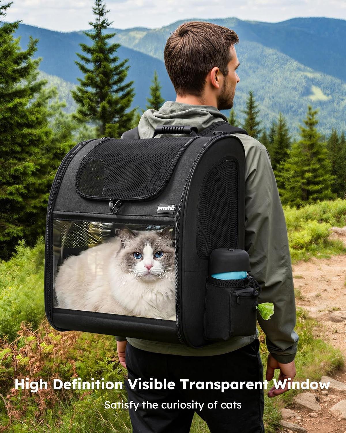 pecute Cat Backpack Expandable, Cat Carrier Backpack with Breathable Window