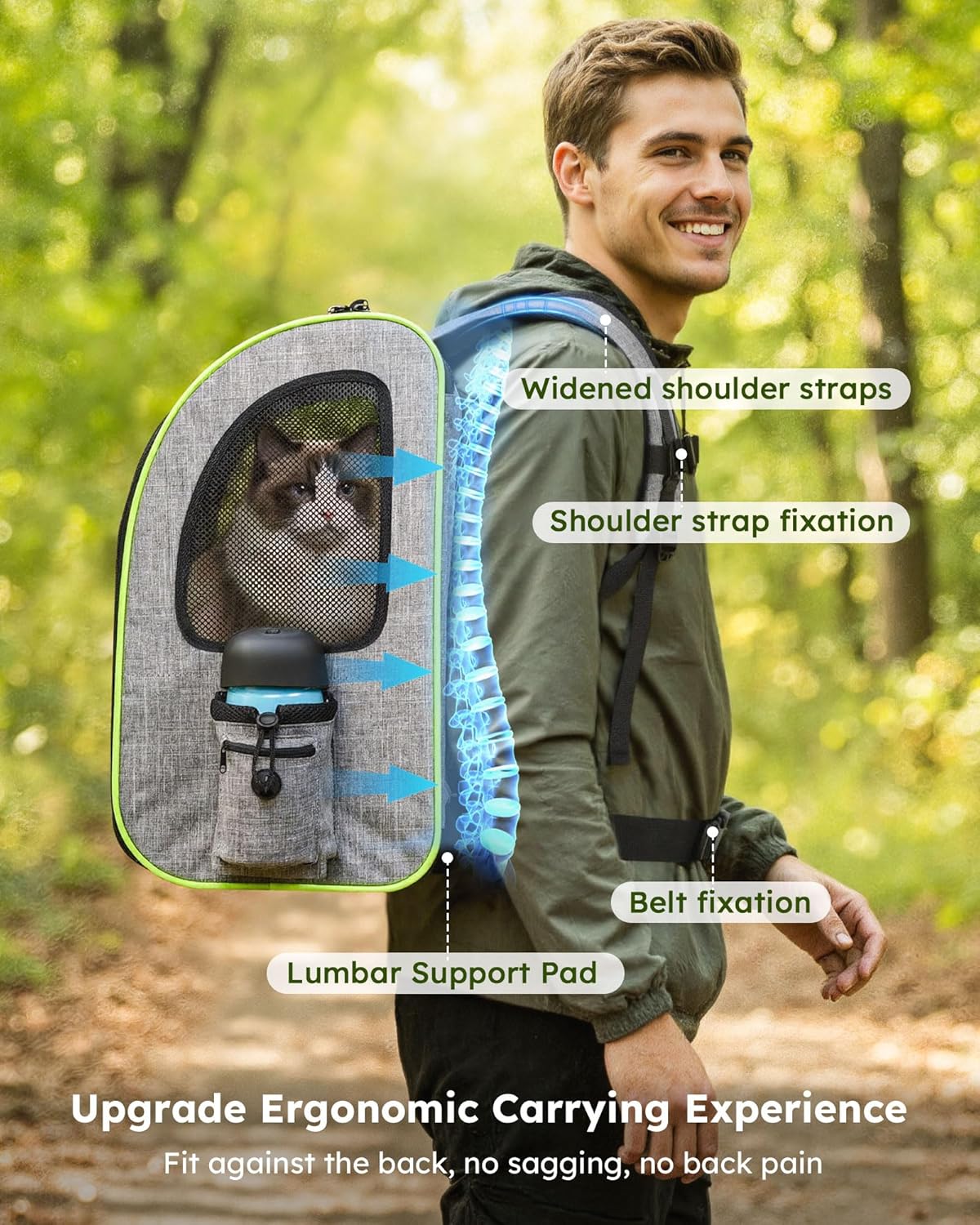 pecute Cat Backpack Expandable, Cat Carrier Backpack with Breathable Window