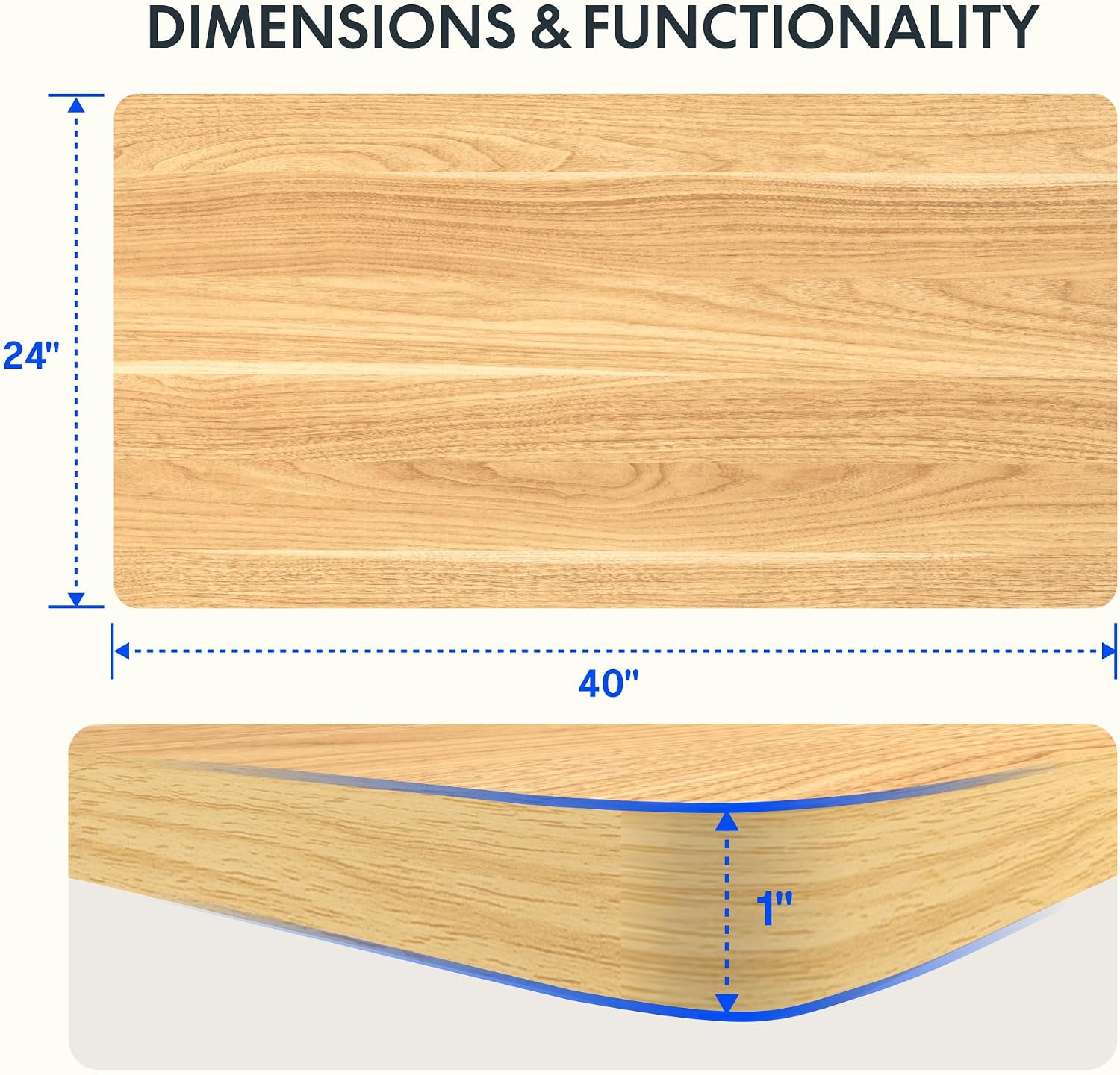 FLEXISPOT Acacia Solid Wood 55"x28" Butcher Block Desktop, Walnut | Acacia Solid Wood, Thick Beveled Edge, For Standing Desk, Office Table, Workbench, DIY Furniture Projects
