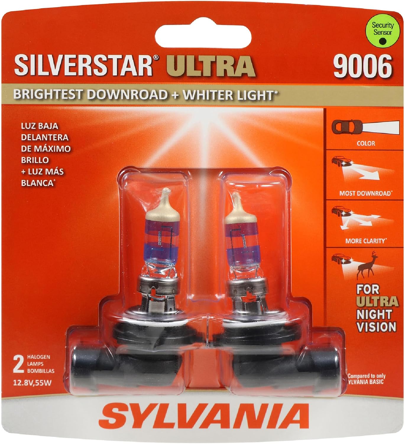 SYLVANIA - 9006 SilverStar Ultra - High Performance Halogen Headlight Bulb, High Beam, Low Beam and Fog Replacement Bulb
