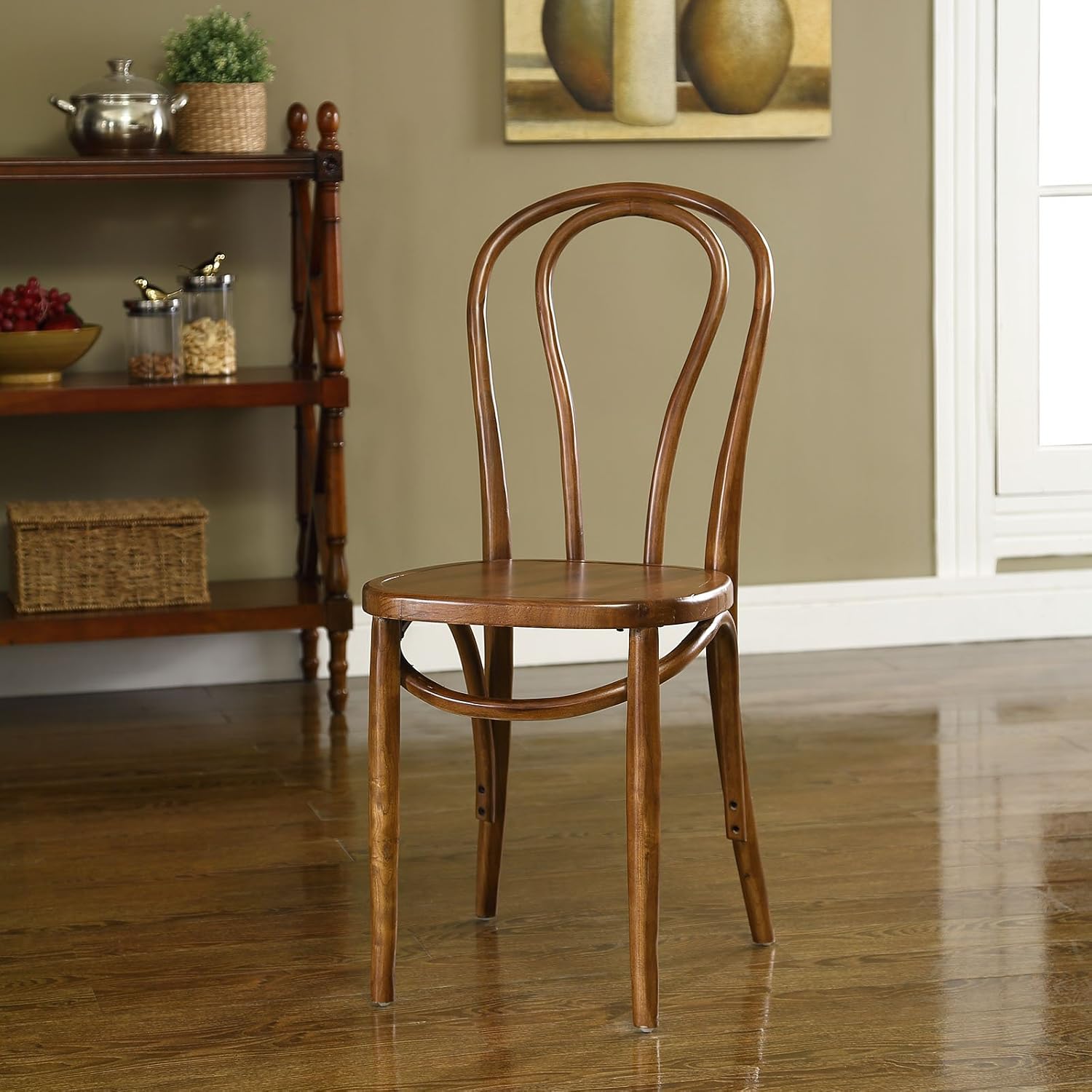 Modway Eon Natural Elm Wood Kitchen and Dining Room Chair in Black - Fully Assembled