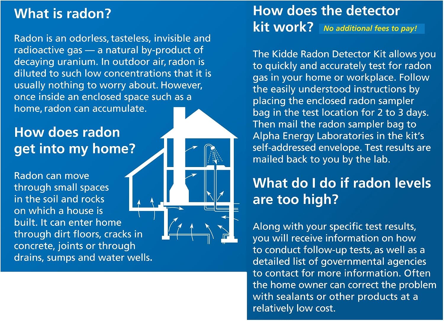 Kidde Radon Detector, Home Kit, Professional Analysis