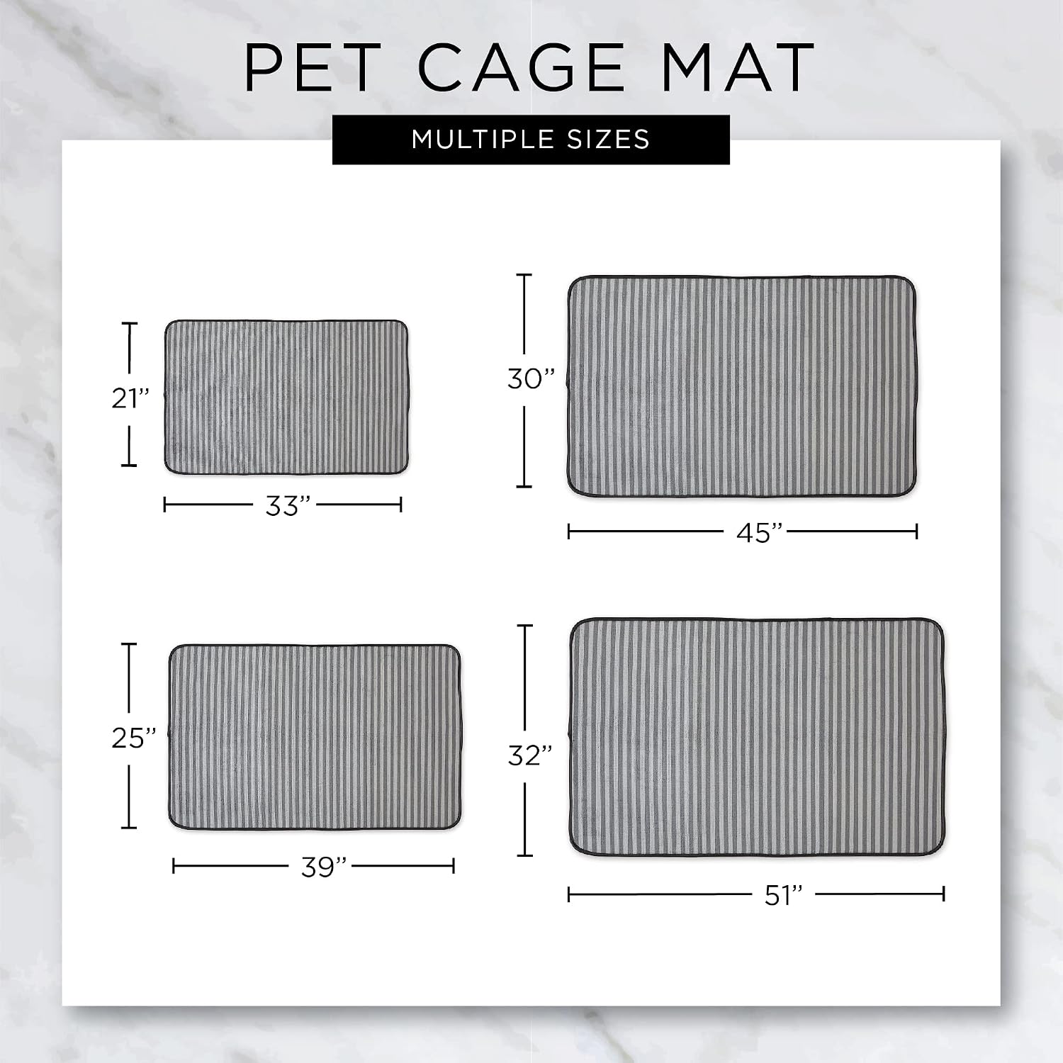 Bone Dry Striped Pet Cage Mat, XX-Large - 30 x 45, Gray