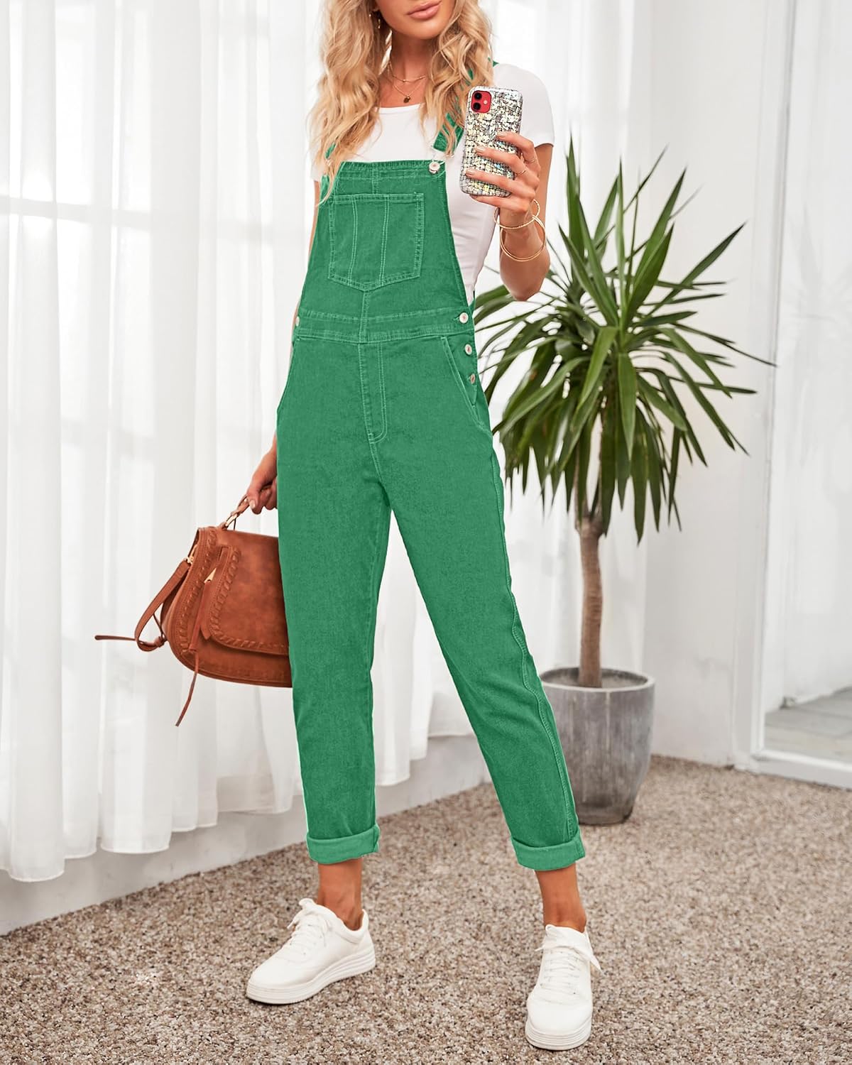 LookbookStore Denim Overalls for Women Dressy Stretch Bib Jean Jumpsuits