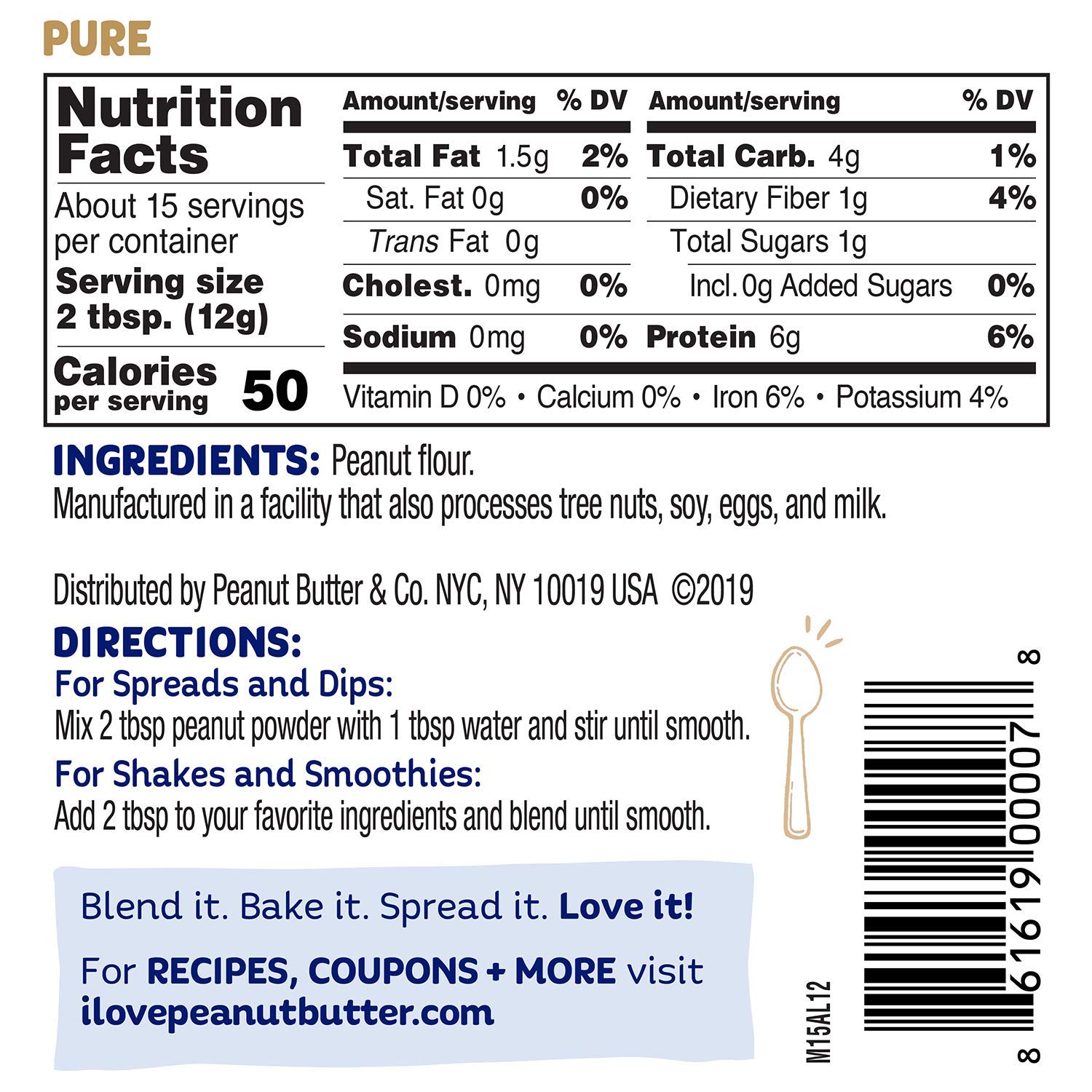 Peanut Butter & Co. Vanilla Peanut Butter Powder, 6.5 oz (2 Pack) | Non-GMO Project Verified, Gluten Free, Vegan, Vanilla Peanut Butter Powder, Low Fat, Protein for Smoothies, Baking & Recipes