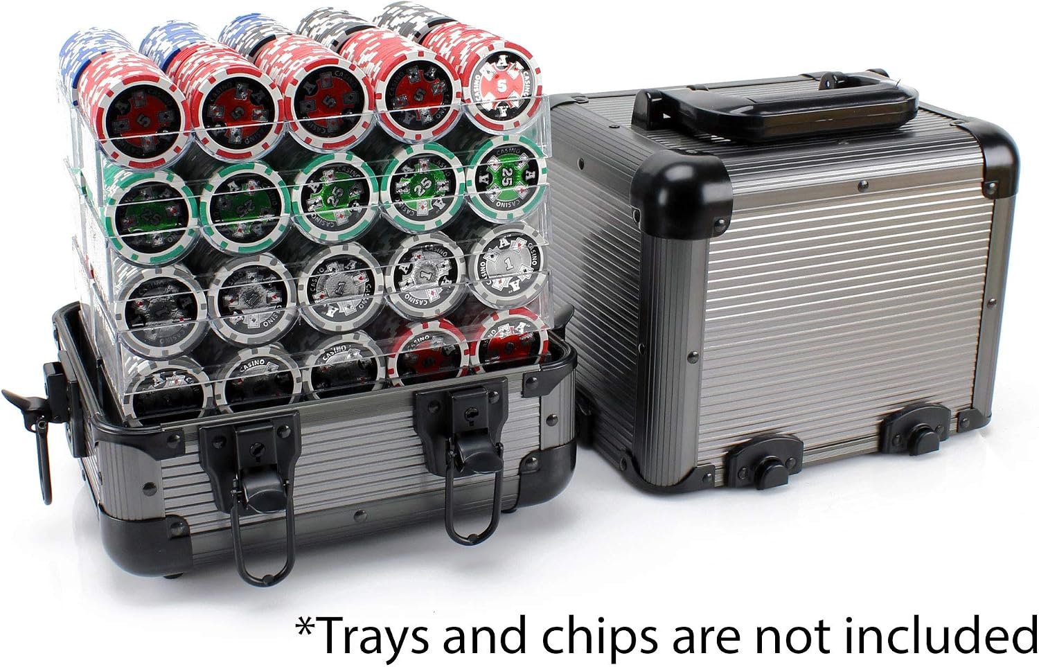 Versa Games 1000pc Deluxe Poker Chip Case Carrier in Gray Color - Ultimate Poker Chip Carrier